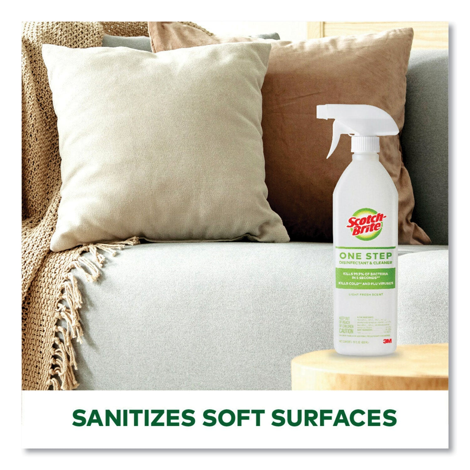 Scotch-Brite One Step Disinfectant and Cleaner, Light Fresh Scent, 28 oz Spray Bottle, 6/Carton