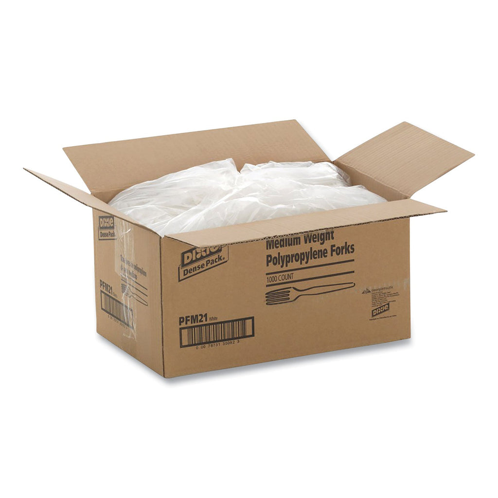 Dixie Mediumweight Polypropylene Cutlery, Fork, White, 1,000/Carton