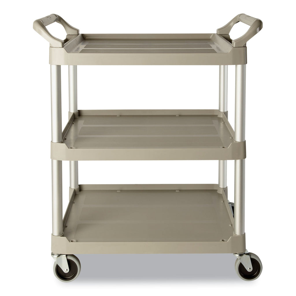 Rubbermaid Three-Shelf Service Cart, Plastic, 3 Shelves, 200 lb Capacity, 18.63" x 33.63" x 37.75", Off-White