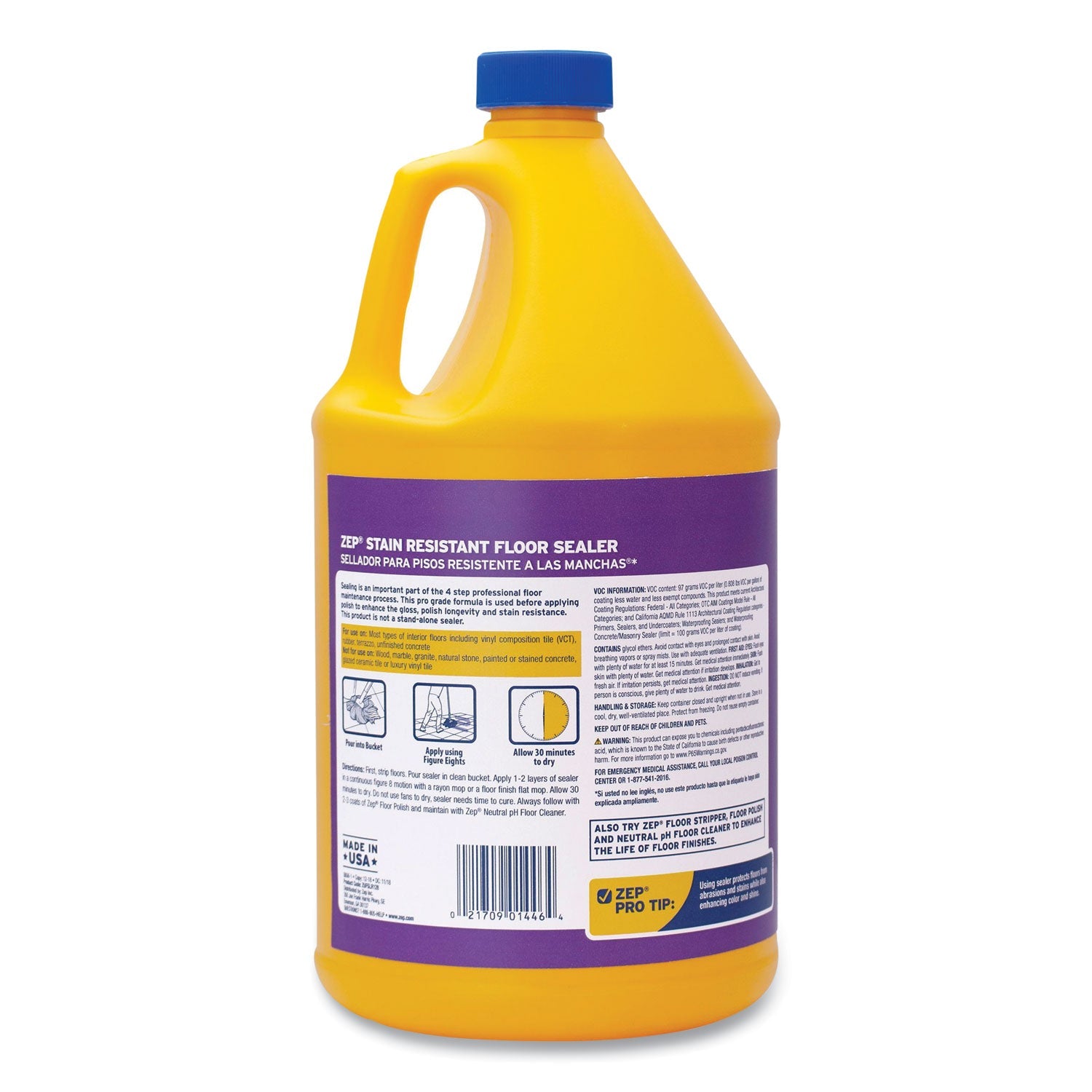 Zep Commercial Stain Resistant Floor Sealer, Unscented, 1 gal, 4/Carton