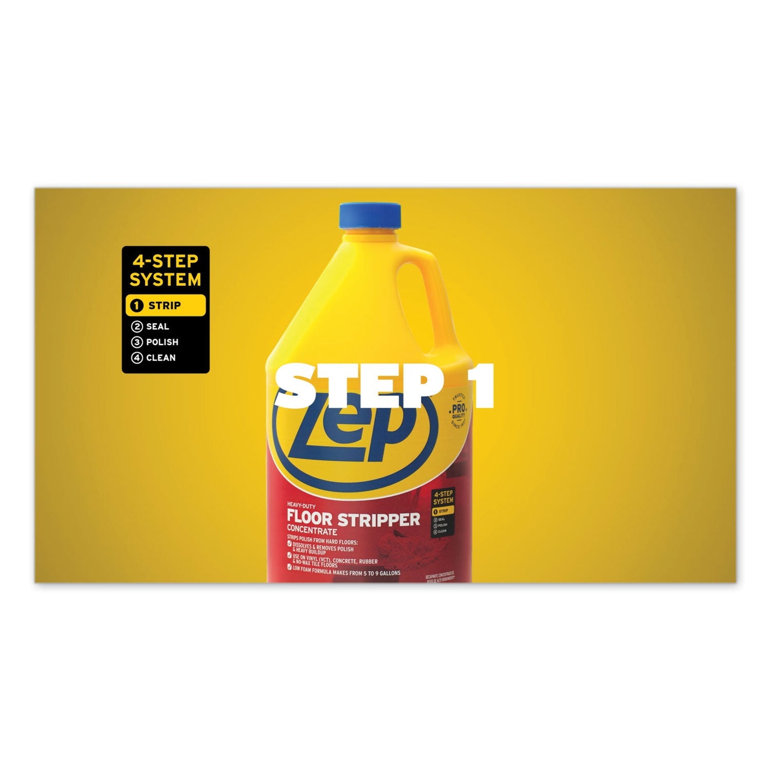Zep Commercial Floor Stripper, Unscented, 1 gal, 4/Carton