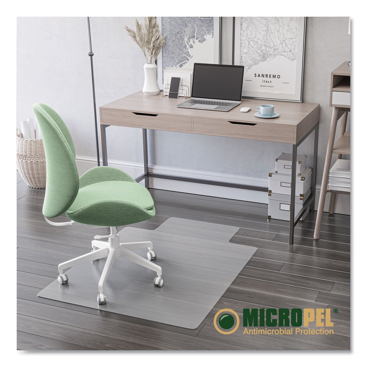 deflecto Antimicrobial Chair Mat, Rectangular, 48 x 36, Clear