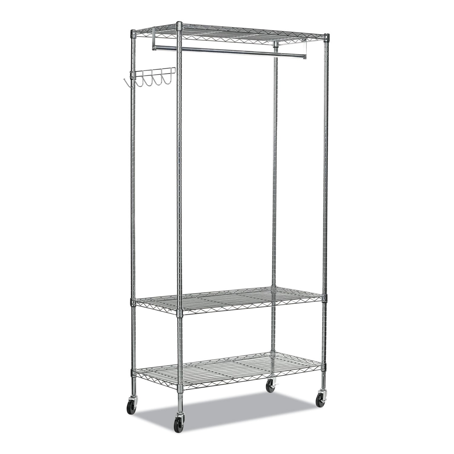 Alera Wire Shelving Garment Rack, 40 Garments, 48w x 18d x 75h, Silver