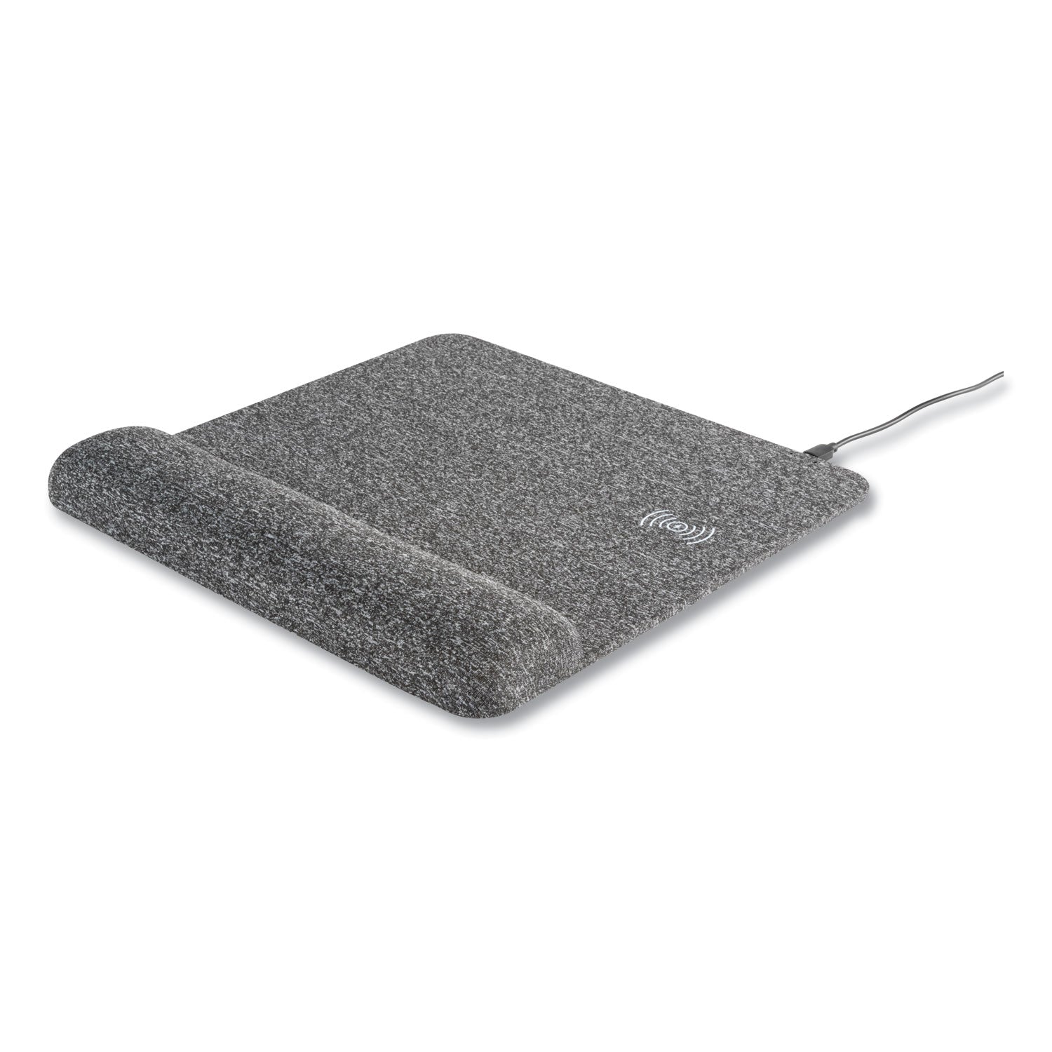 Allsop Powertrack Plush Wireless Charging Mouse Pad with Wrist Rest, 11.8 x 11.6, Gray