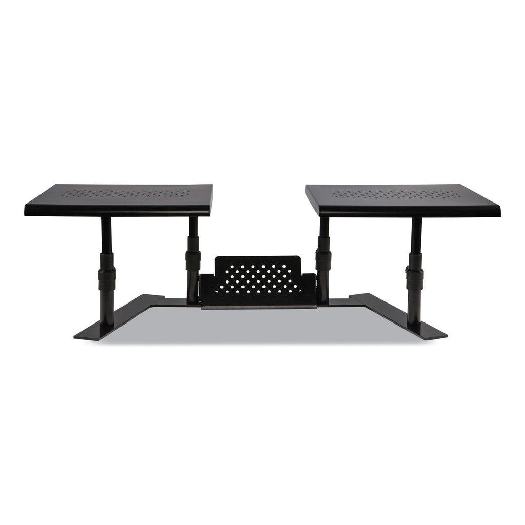 Allsop Metal Art ErgoTwin Dual Monitor Stand, 25.6 to 33.1 x 12.6 x 6.2 to 8.6, Black, Supports 20 lb/Shelf