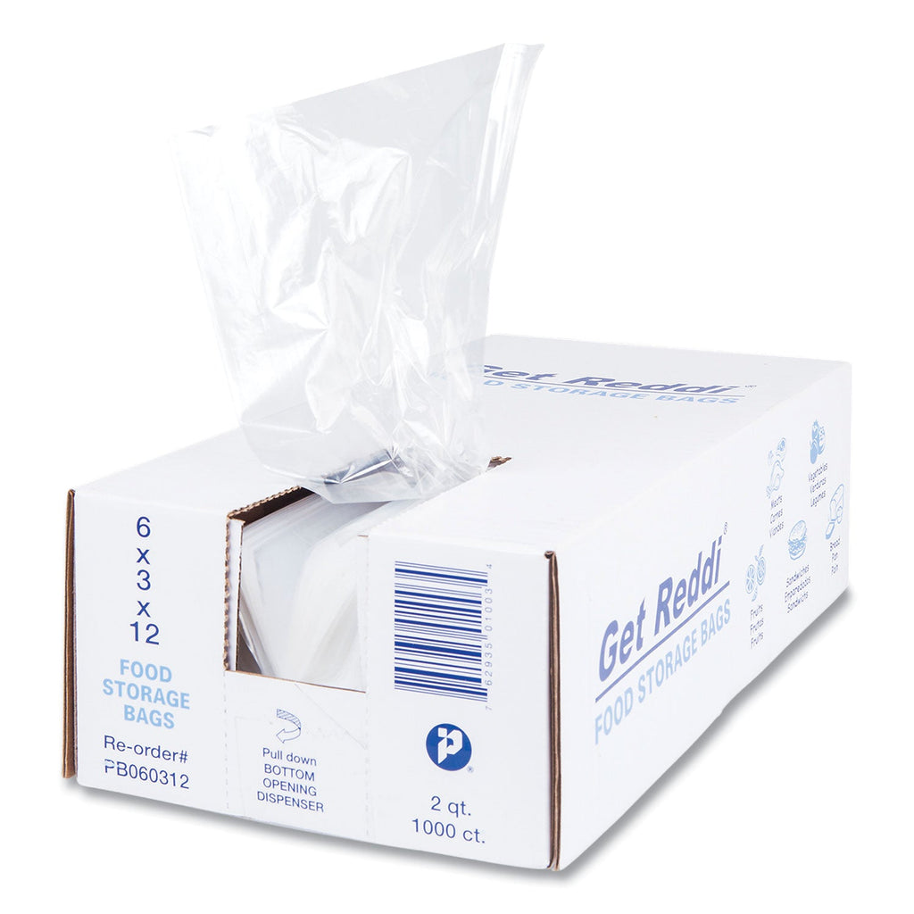 Inteplast Group Food Bags, 2 qt, 0.68 mil, 6" x 12", Clear, 1,000/Carton