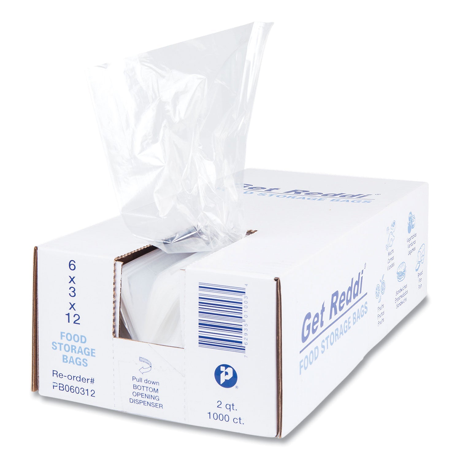 Inteplast Group Food Bags, 2 qt, 0.68 mil, 6" x 12", Clear, 1,000/Carton