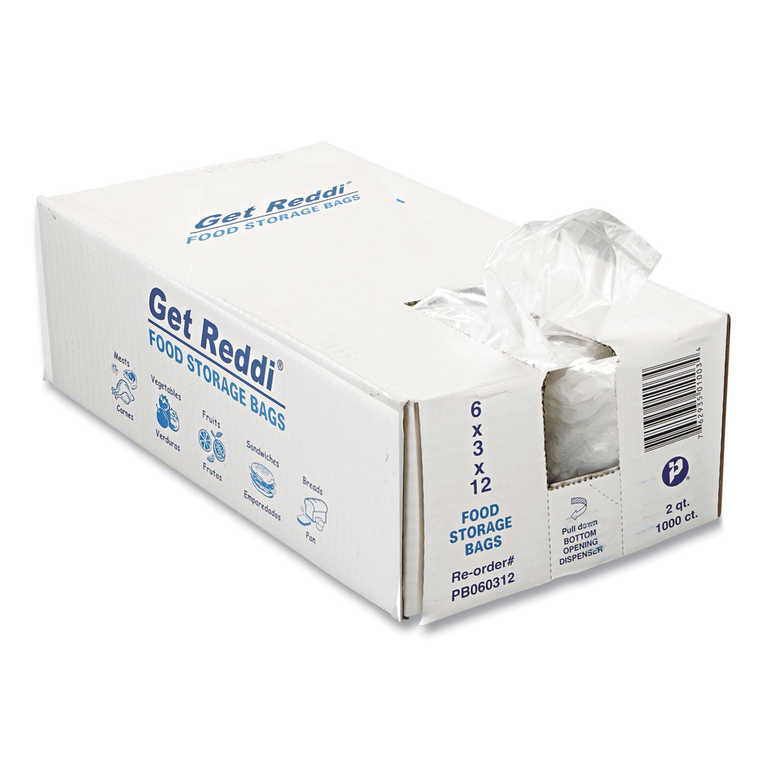 Inteplast Group Food Bags, 2 qt, 0.68 mil, 6" x 12", Clear, 1,000/Carton
