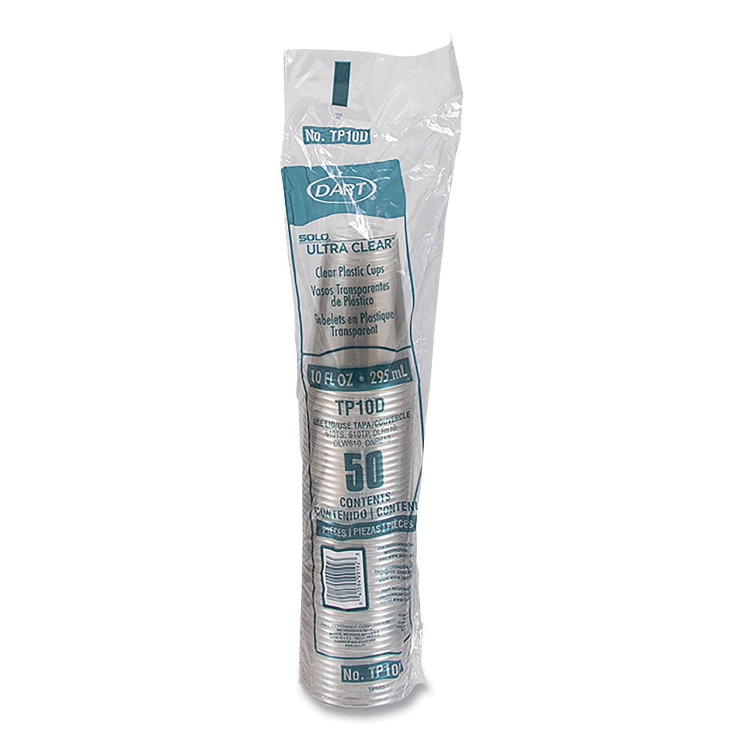 Dart Ultra Clear PET Cups, 10 oz, Tall, 50/Bag, 20 Bags/Carton