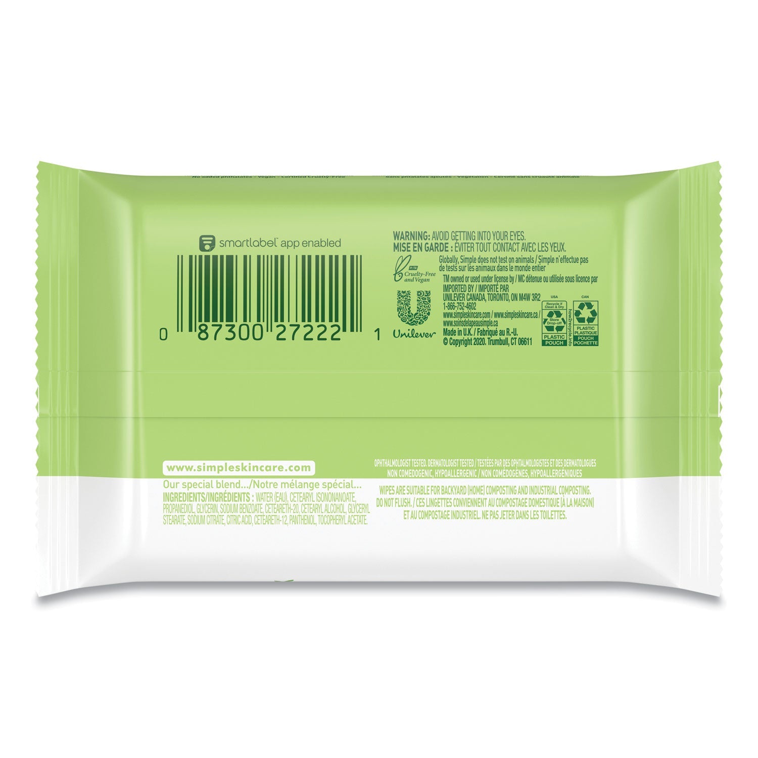 Simple Eye And Skin Care, Eye Make-Up Remover Pads, 30/Pack