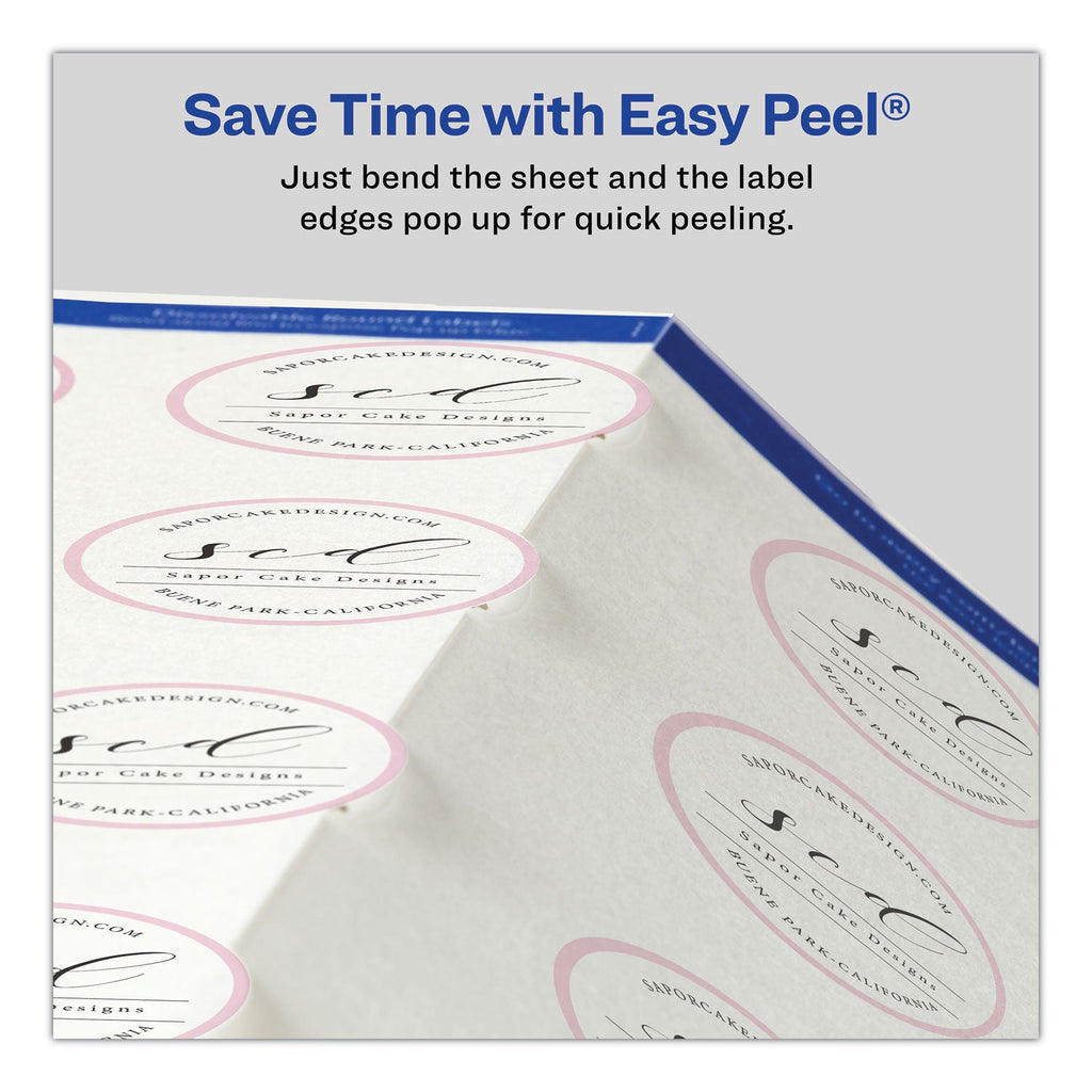 Avery White Dissolvable Labels w/ Sure Feed, 2" dia, White, 60/Pk,