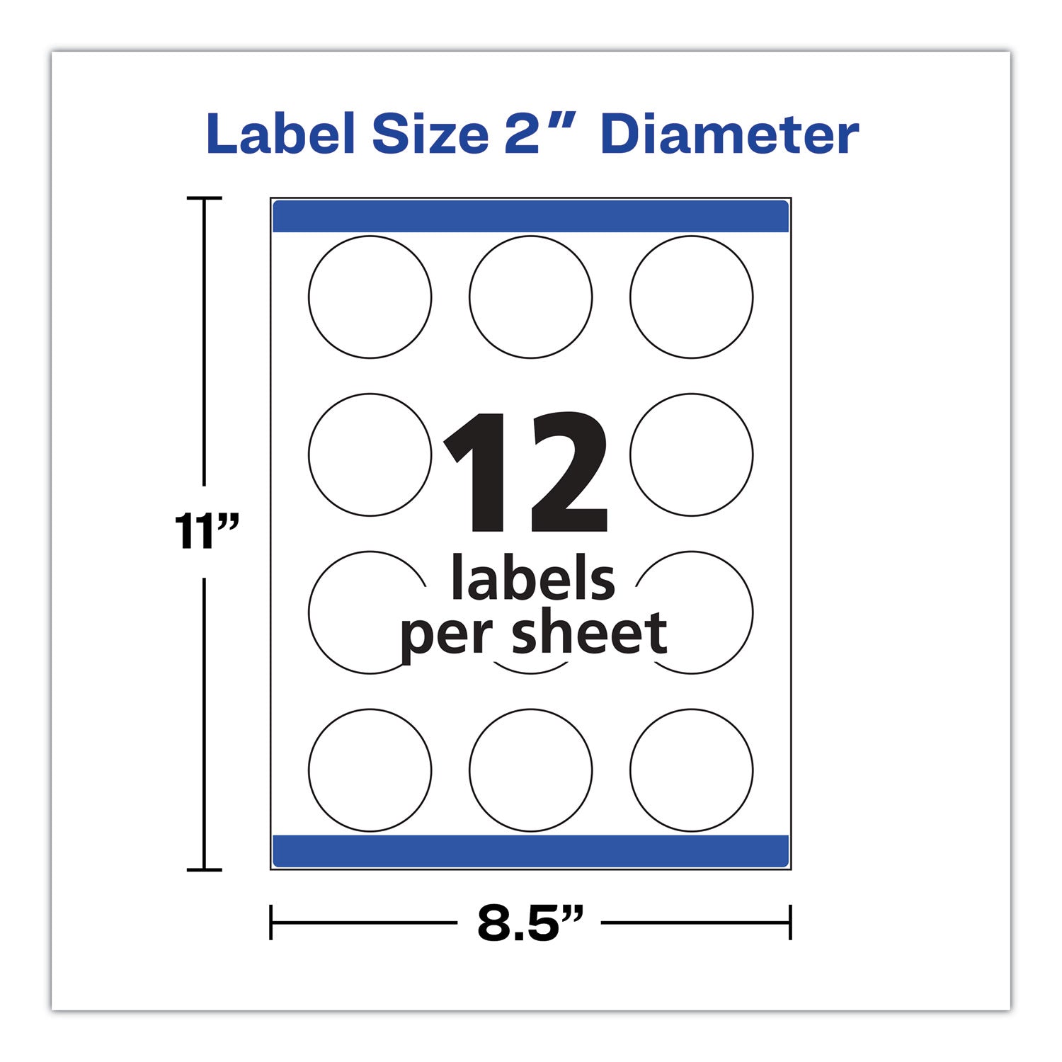 Avery Round Print-to-the Edge Labels with SureFeed and EasyPeel, 2" dia, Matte White, 300/Pack