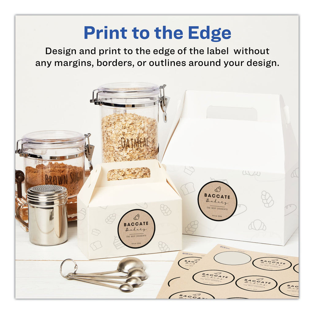 Avery Round Brown Kraft Print-to-the-Edge Labels, 2.5" dia, 225/PK