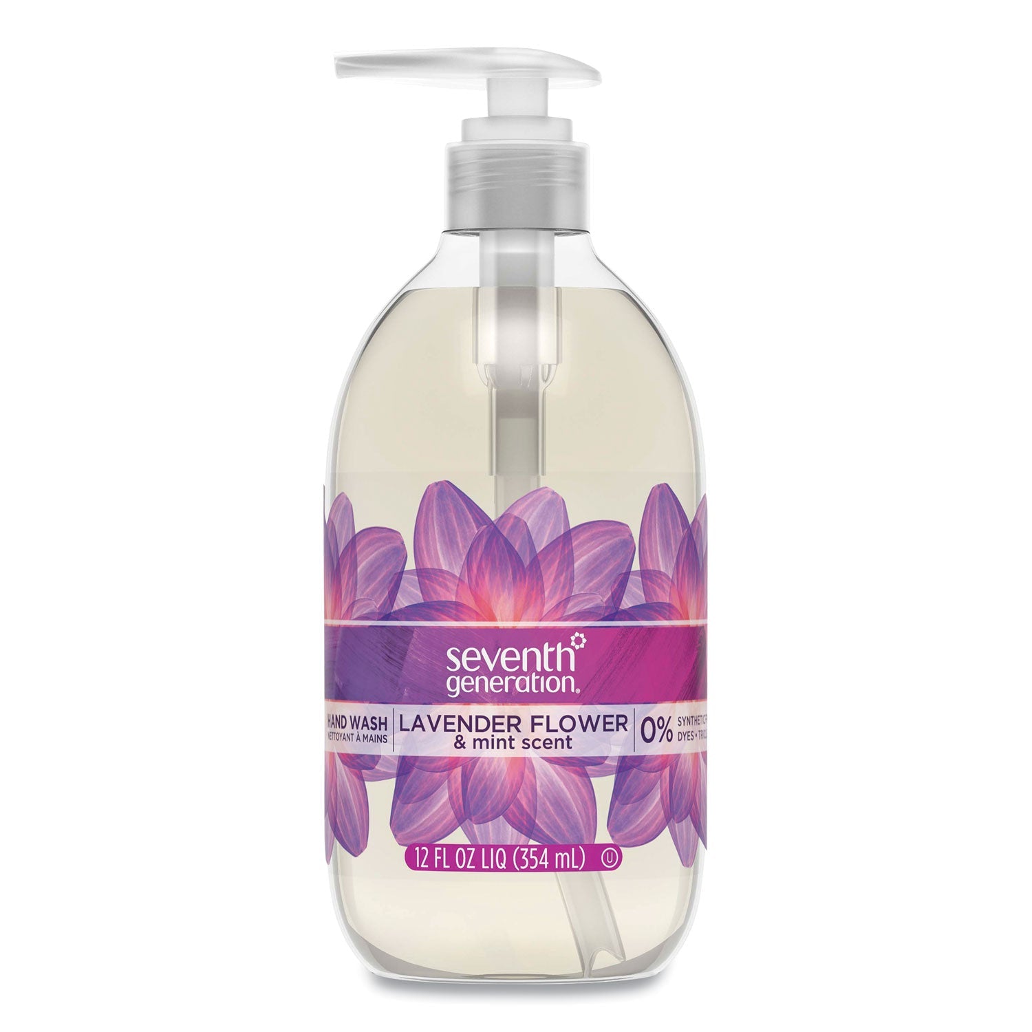 Seventh Generation Natural Hand Wash, Lavender Flower and Mint, 12 oz Pump Bottle, 8/Carton