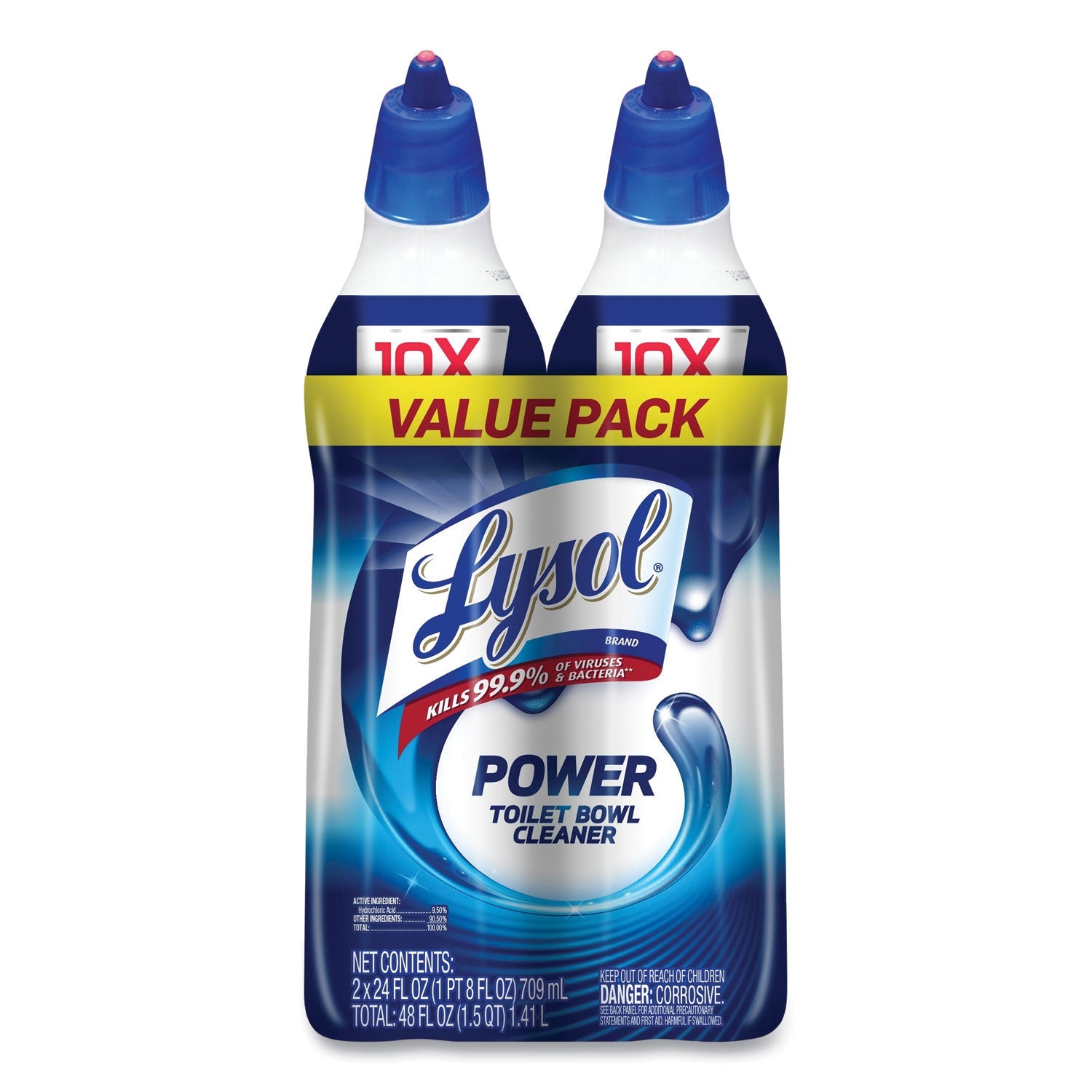LYSOL Disinfectant Toilet Bowl Cleaner, Wintergreen, 24 oz Bottle, 2/Pack