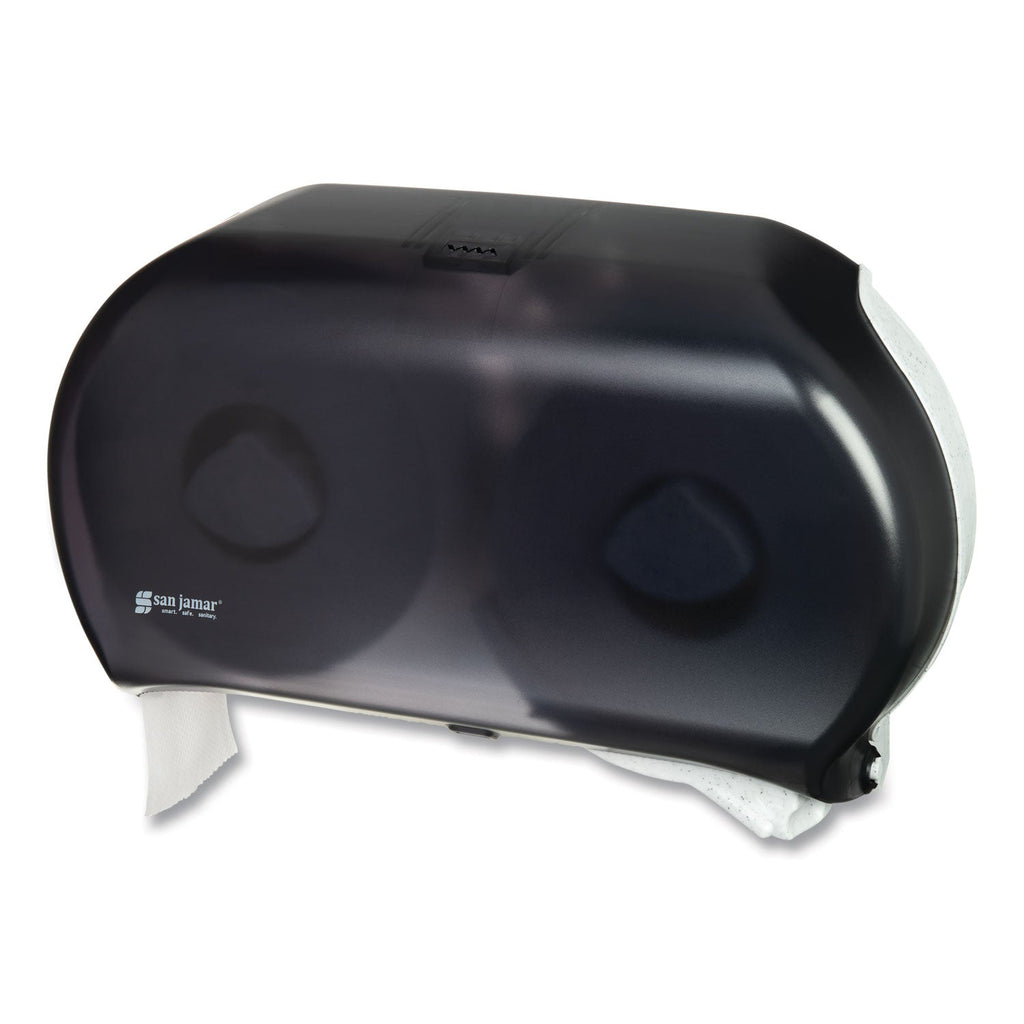 San Jamar Twin 9" Jumbo Tissue Dispenser, Classic, 19 x 5.25 x 12, Transparent Black Pearl