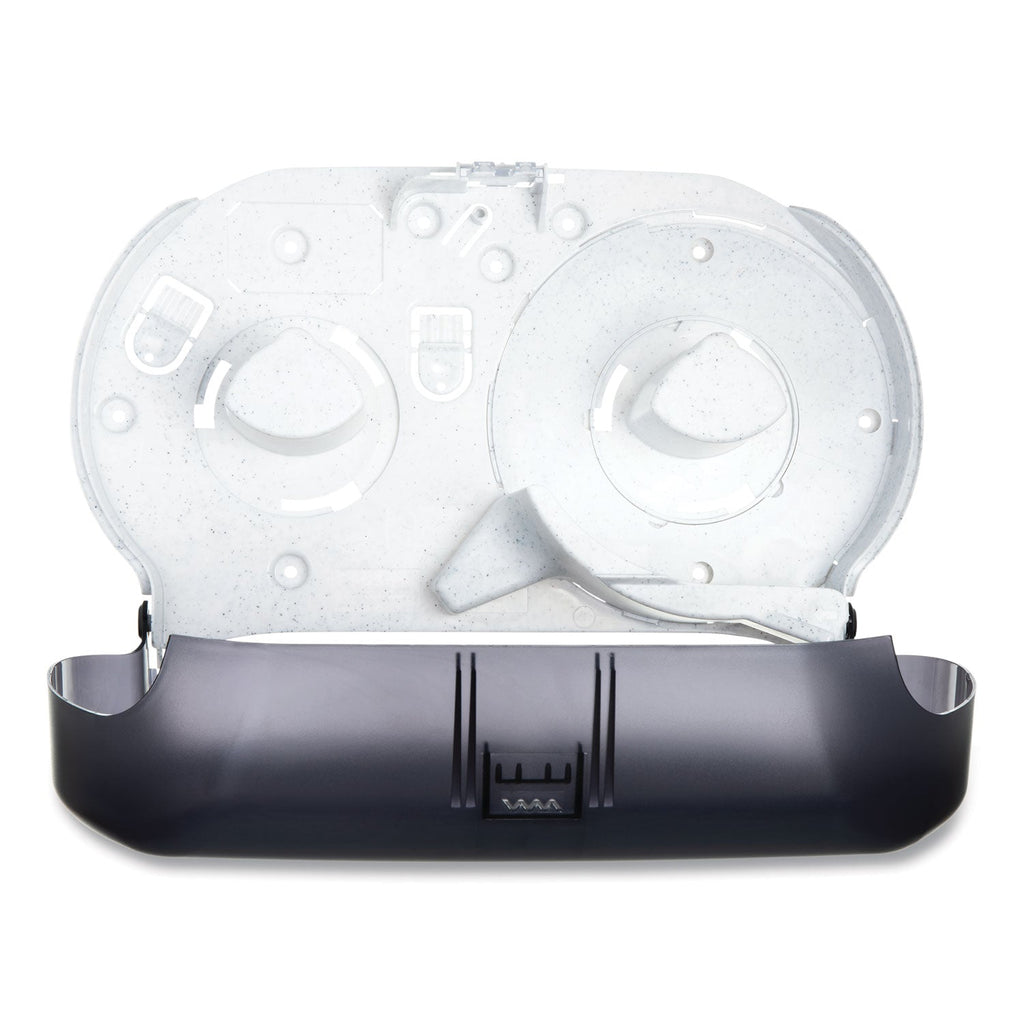 San Jamar Twin 9" Jumbo Tissue Dispenser, Classic, 19 x 5.25 x 12, Transparent Black Pearl