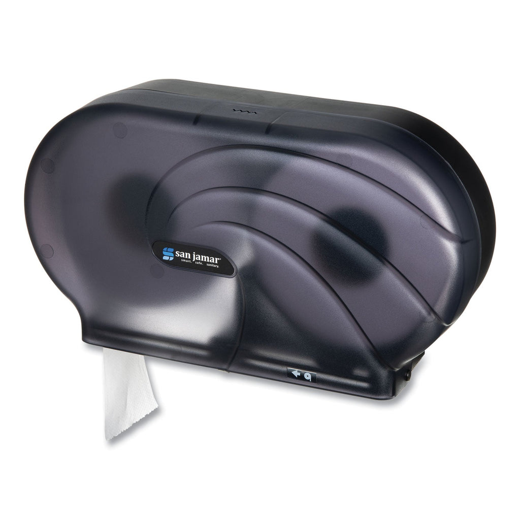 San Jamar Twin 9" JBT Toilet Tissue Dispenser, Oceans, 19 x 5.25 x 12, Transparent Black Pearl
