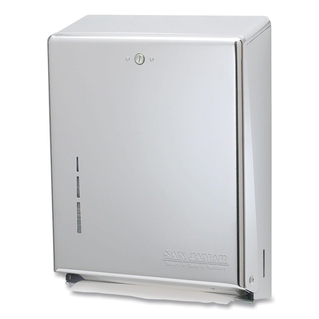 San Jamar C-Fold/Multifold Towel Dispenser, 11.38 x 4 x 14.75, Stainless Steel