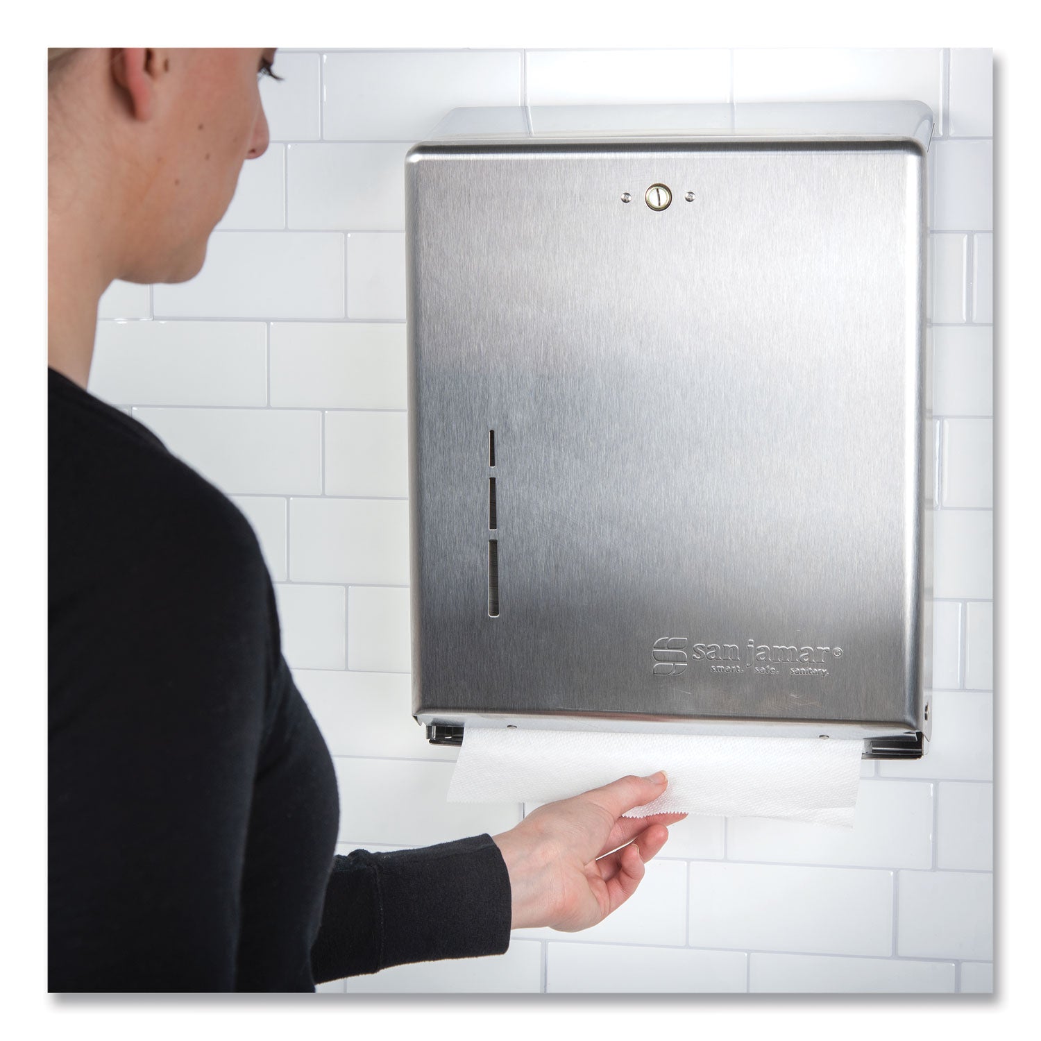San Jamar C-Fold/Multifold Towel Dispenser, 11.38 x 4 x 14.75, Stainless Steel