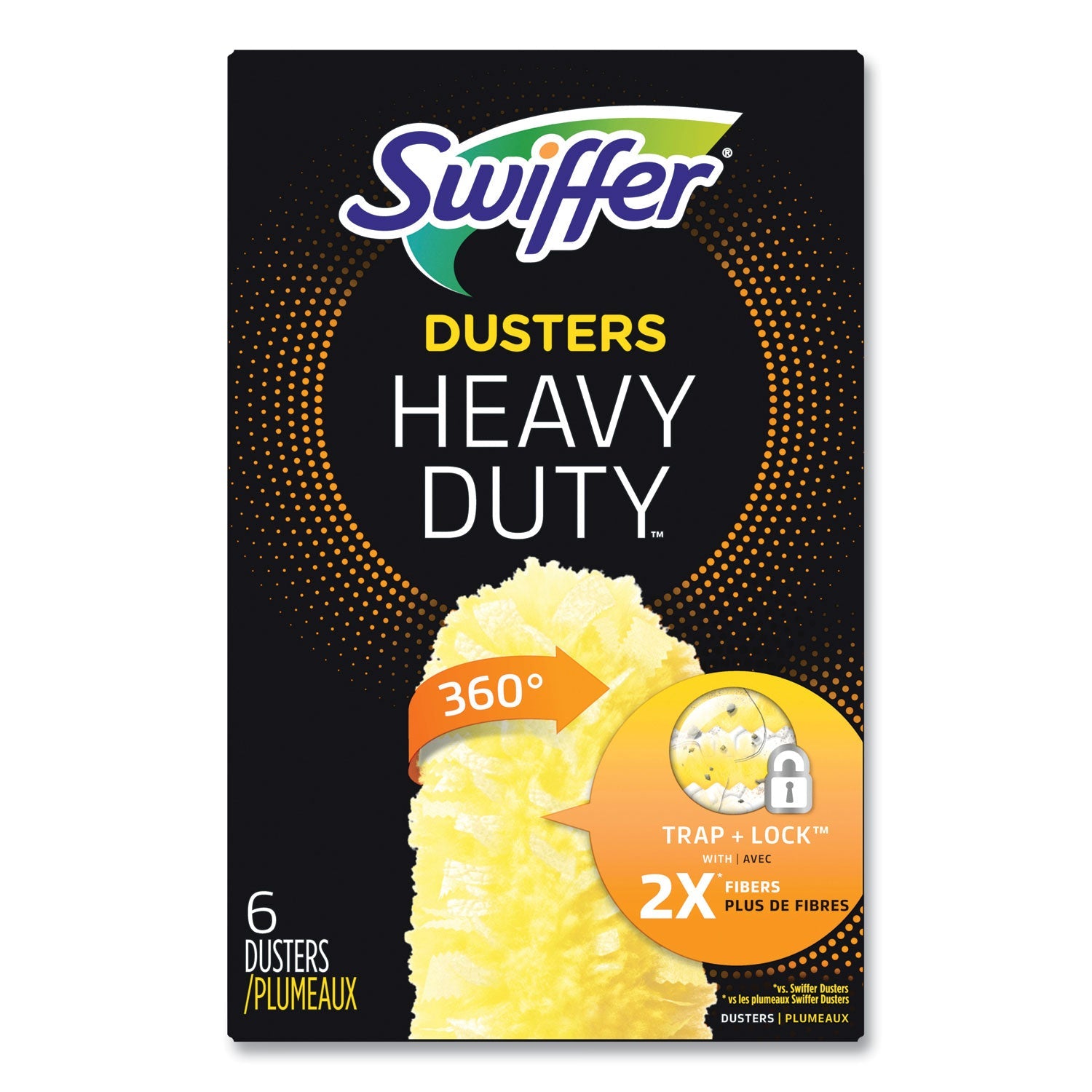 Swiffer Heavy Duty Dusters Refill, Dust Lock Fiber, Yellow, 6/Box