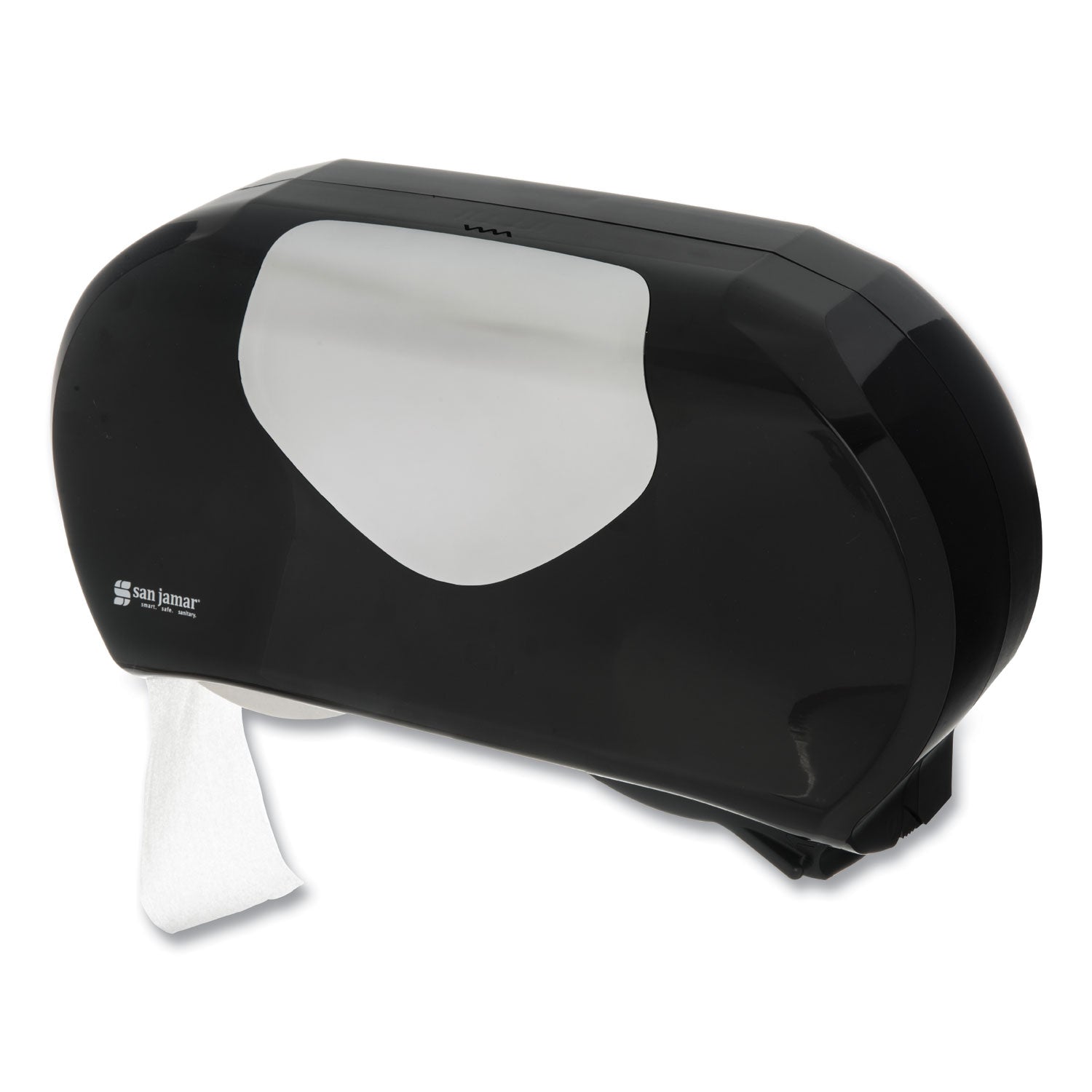 San Jamar Twin 9" Jumbo Bath Tissue Dispenser, Summit, 20.07 x 5.88 x 11.9, Black/Faux Stainless Steel