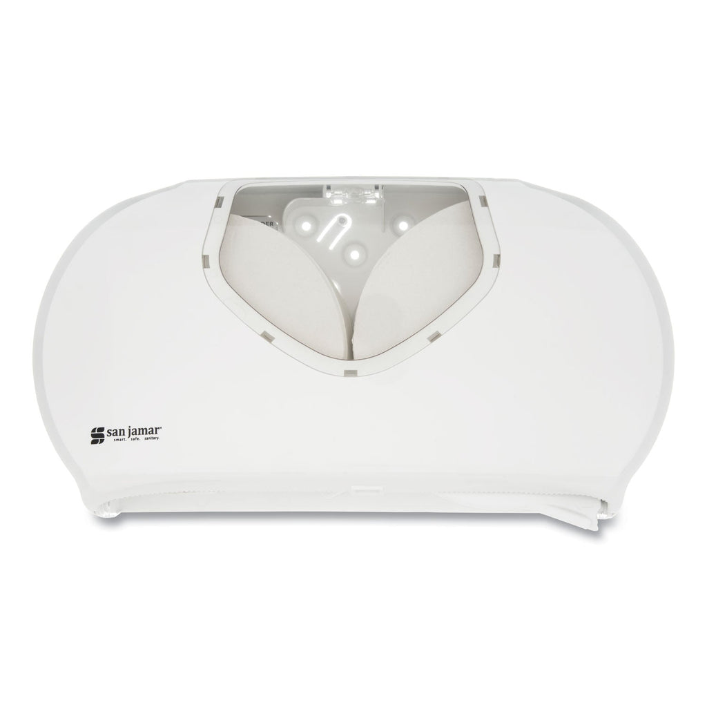 San Jamar Twin 9" Jumbo Bath Tissue Dispenser, Summit, 19.25 x 6 x 12.25, White/Clear