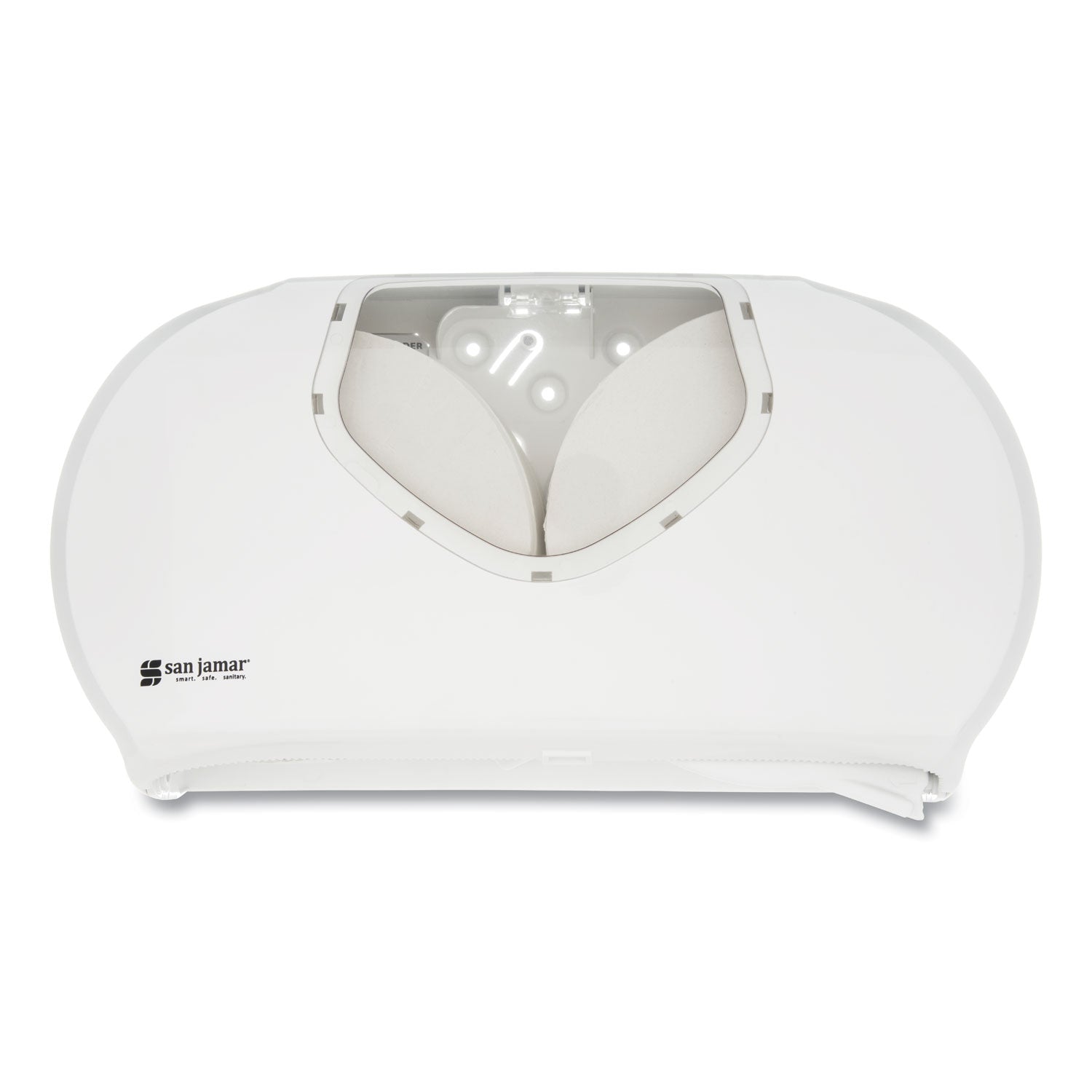 San Jamar Twin 9" Jumbo Bath Tissue Dispenser, Summit, 19.25 x 6 x 12.25, White/Clear