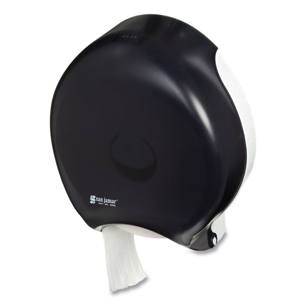 San Jamar Single 12" JBT Bath Tissue Dispenser, Classic, 1 Roll, 12.9 x 5.63 x 14.88, Transparent Black Pearl