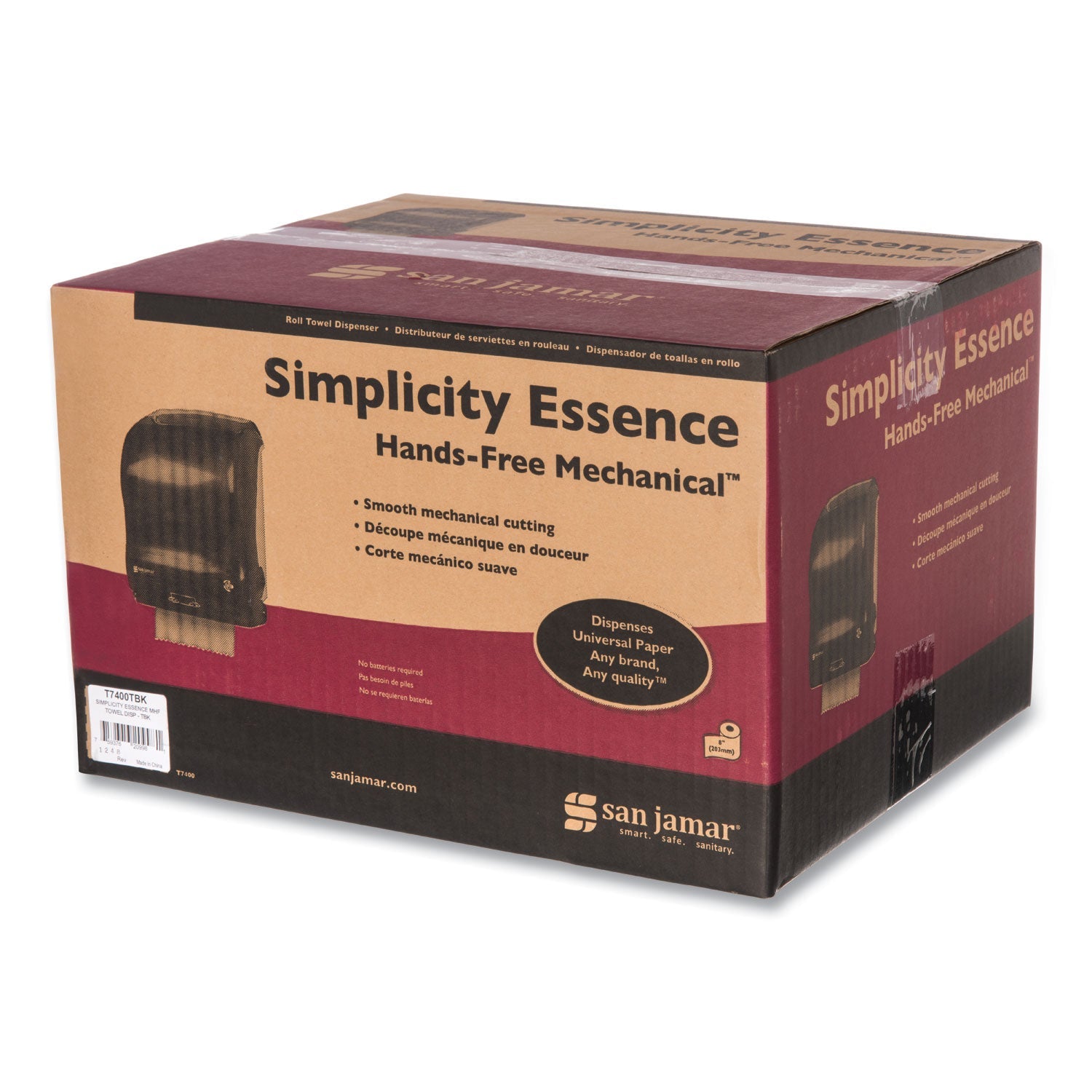 San Jamar Simplicity Mechanical Roll Towel Dispenser, 15.25 x 13 x 10.25, Black