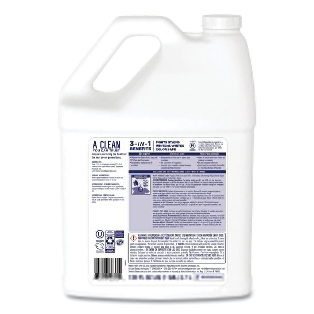 Seventh Generation Non Chlorine Bleach, Free and Clear, 1 gal Bottle, 2/Carton