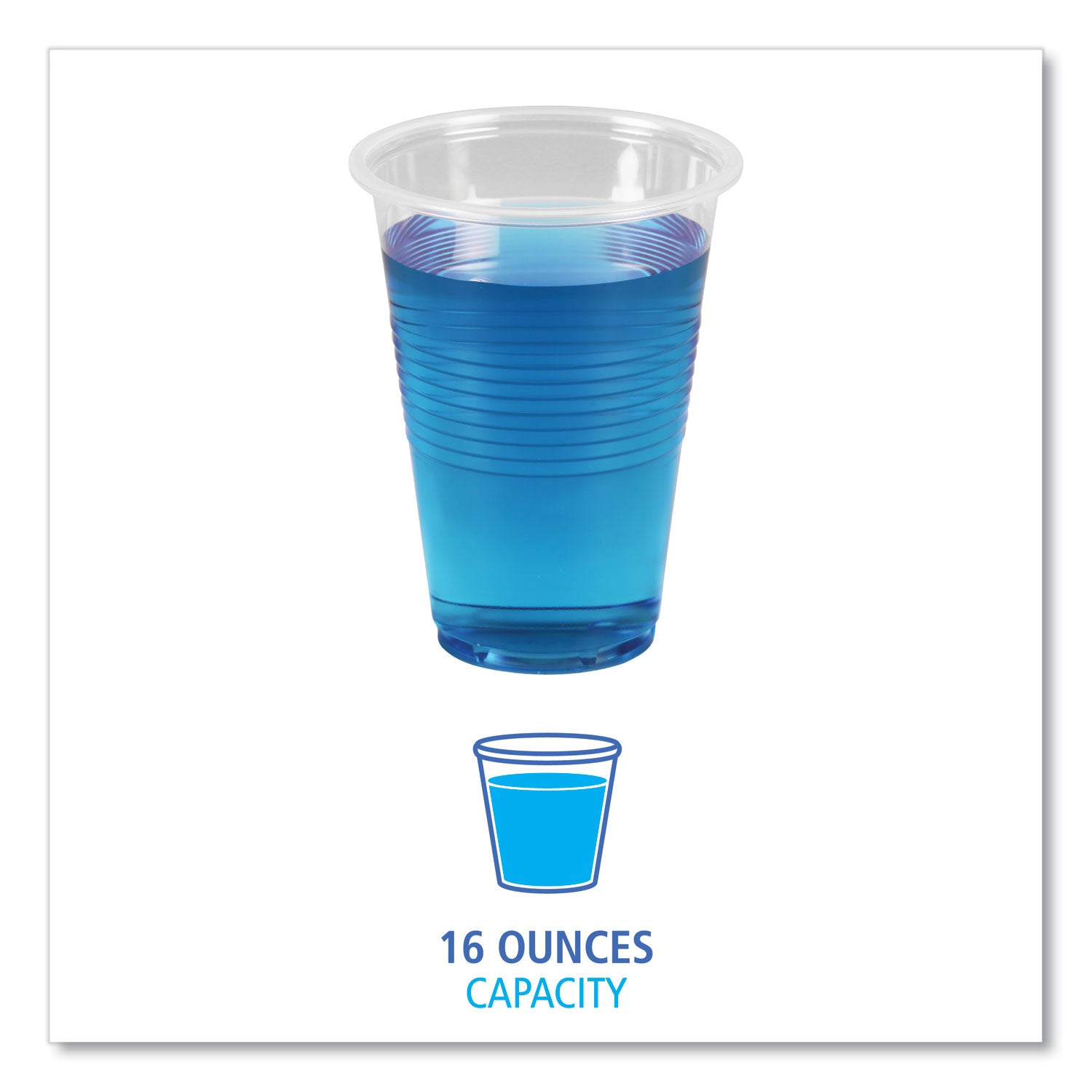 Boardwalk Translucent Plastic Cold Cups, 16 oz, Polypropylene, 50/Pack