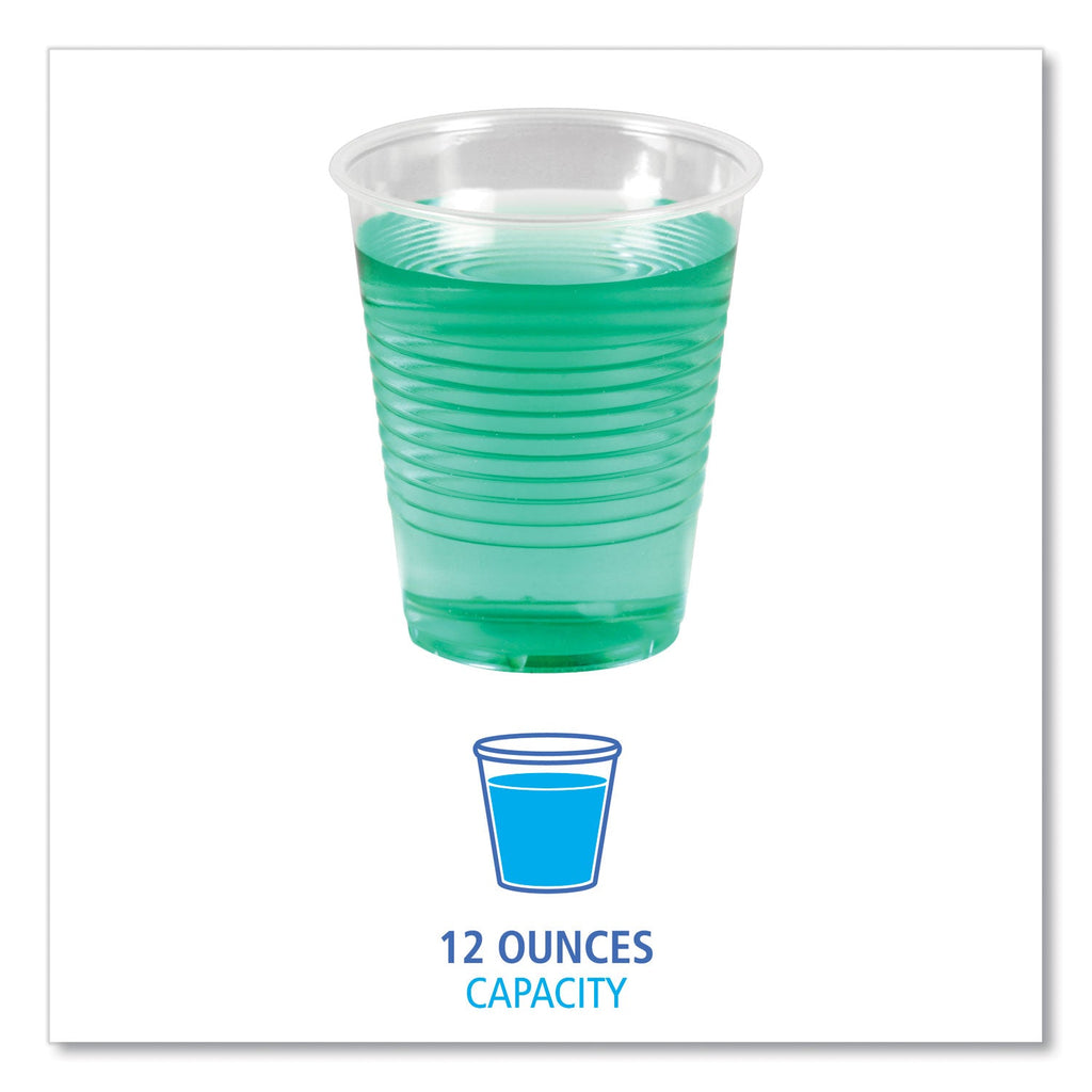 Boardwalk Translucent Plastic Cold Cups, 12 oz, Polypropylene, 50 Cups/Sleeve, 20 Sleeves/Carton