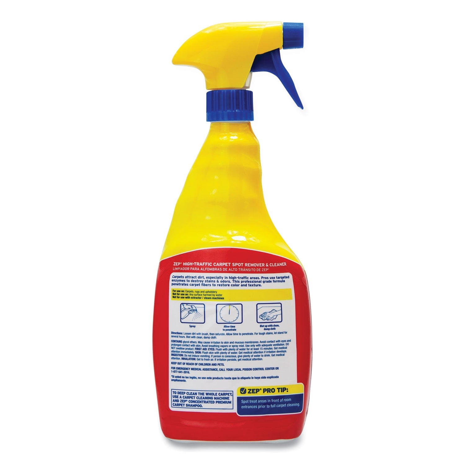 Zep Commercial High Traffic Carpet Cleaner, Fresh Scent, 32 oz Spray Bottle, 12/Carton