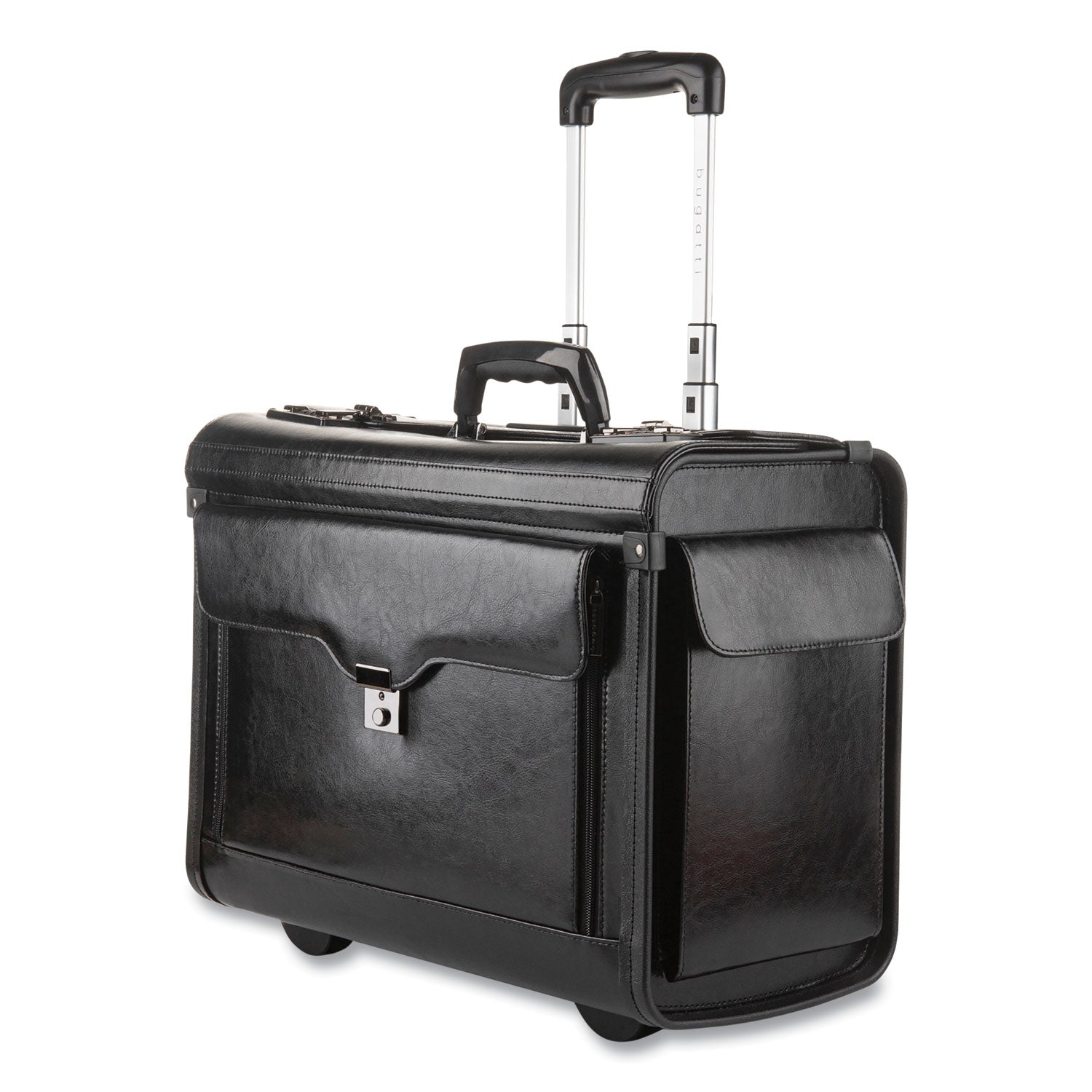 STEBCO Catalog Case on Wheels, Fits Devices Up to 17.3", Leather, 19 x 9 x 15.5, Black