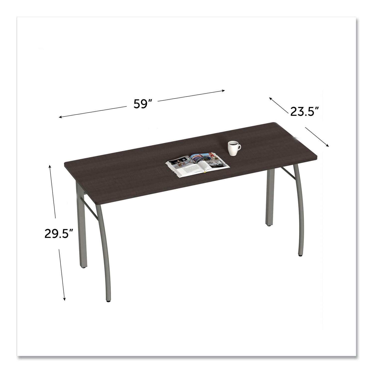 Linea Italia Trento Line Rectangular Desk, 59.13" x 23.63" x 29.5", Mocha