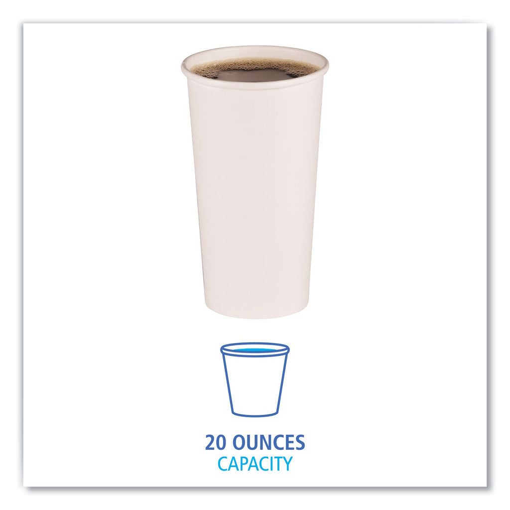 Boardwalk Paper Hot Cups, 20 oz, White, 12 Cups/Sleeve, 50 Sleeves/Carton