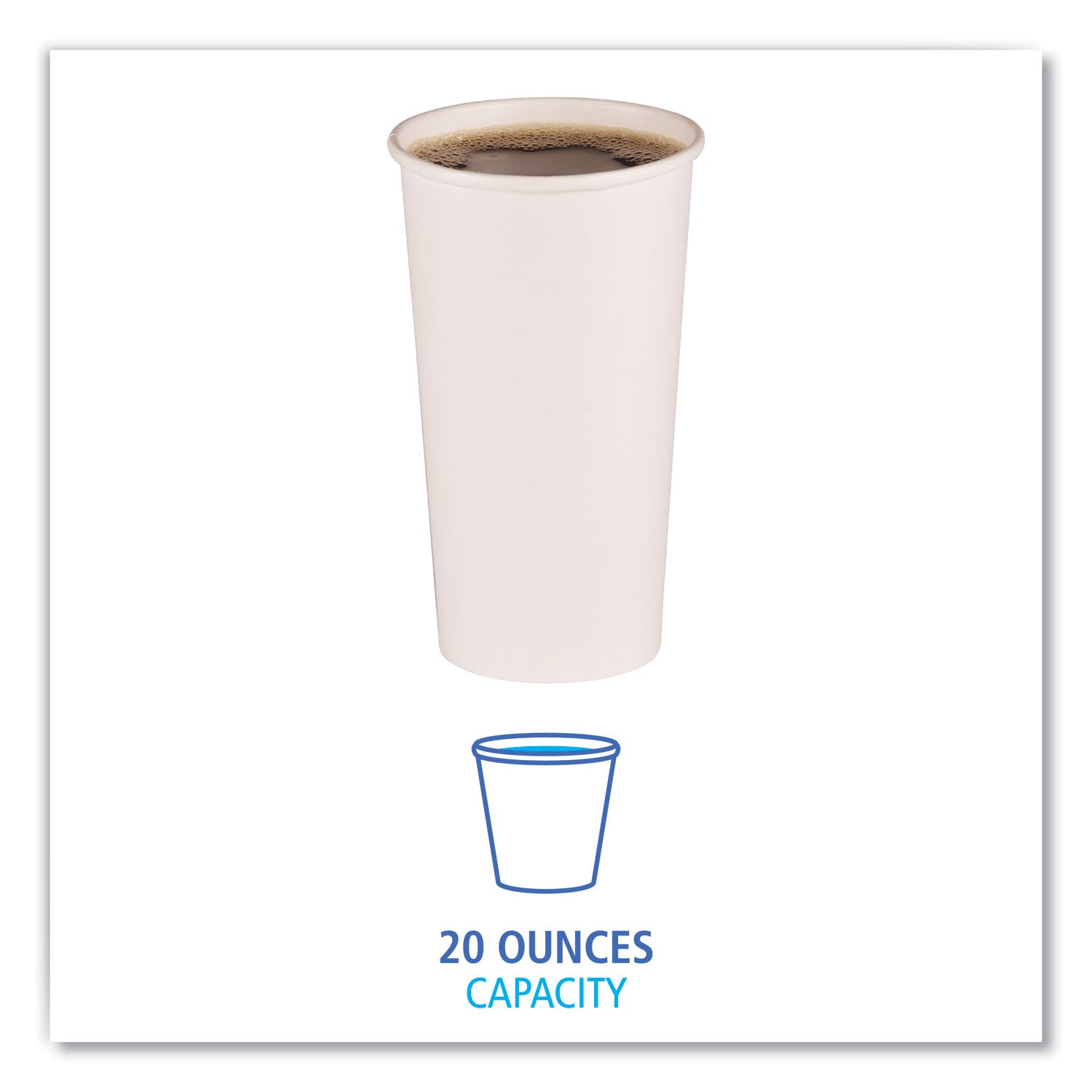 Boardwalk Paper Hot Cups, 20 oz, White, 12 Cups/Sleeve, 50 Sleeves/Carton