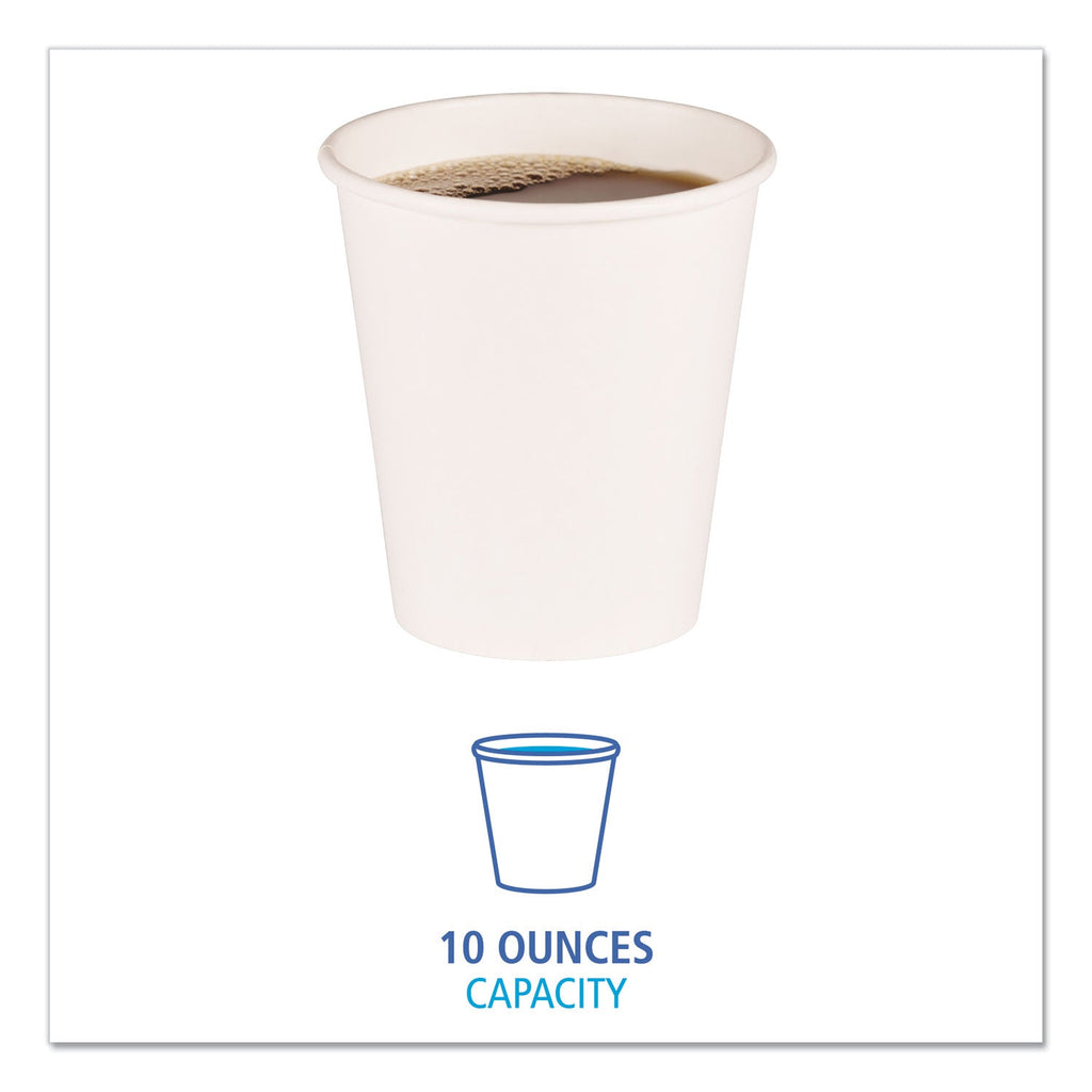 Boardwalk Paper Hot Cups, 10 oz, White, 20 Cups/Sleeve, 50 Sleeves/Carton