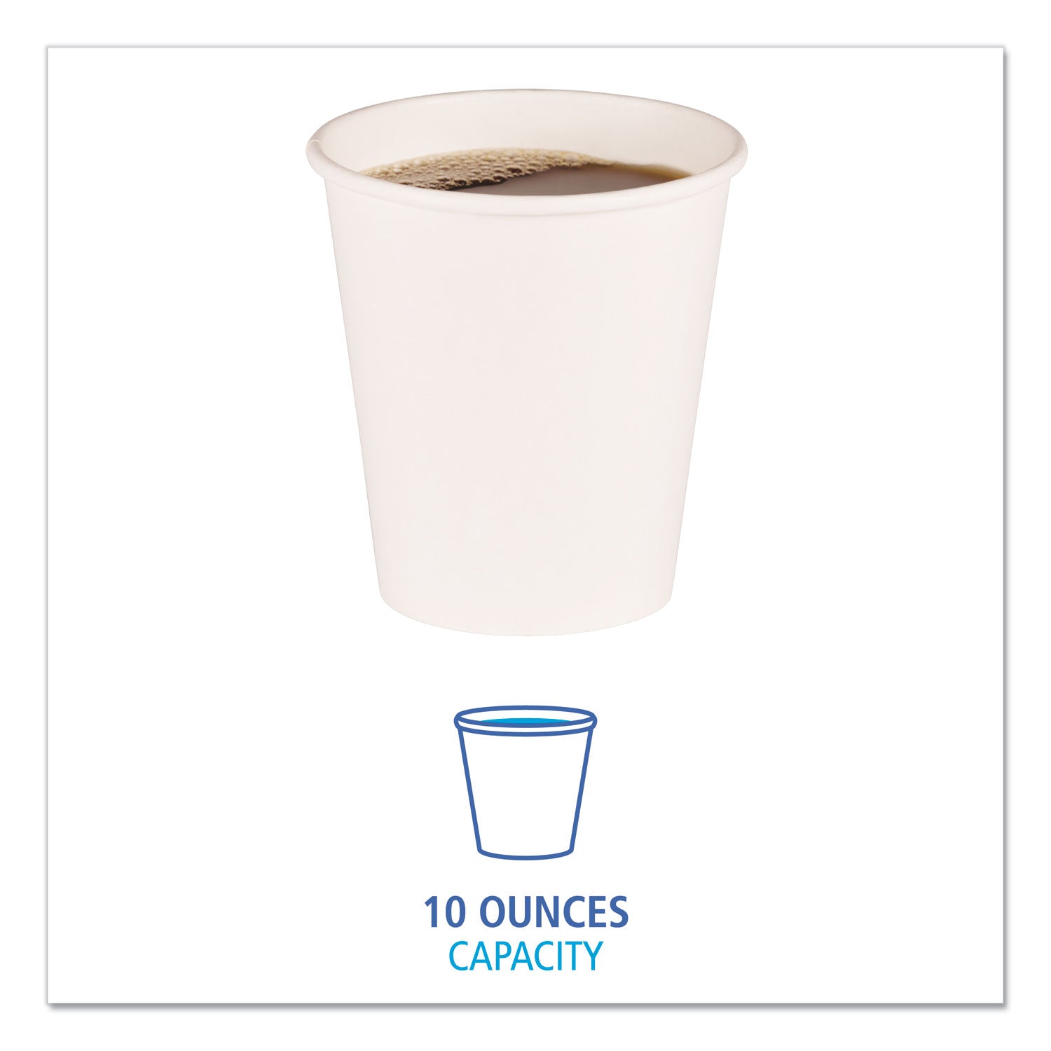 Boardwalk Paper Hot Cups, 10 oz, White, 20 Cups/Sleeve, 50 Sleeves/Carton