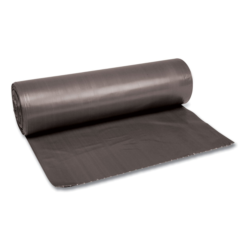 Boardwalk Low-Density Waste Can Liners, 56 gal, 1.1 mil, 43" x 47", Gray, 100/Carton