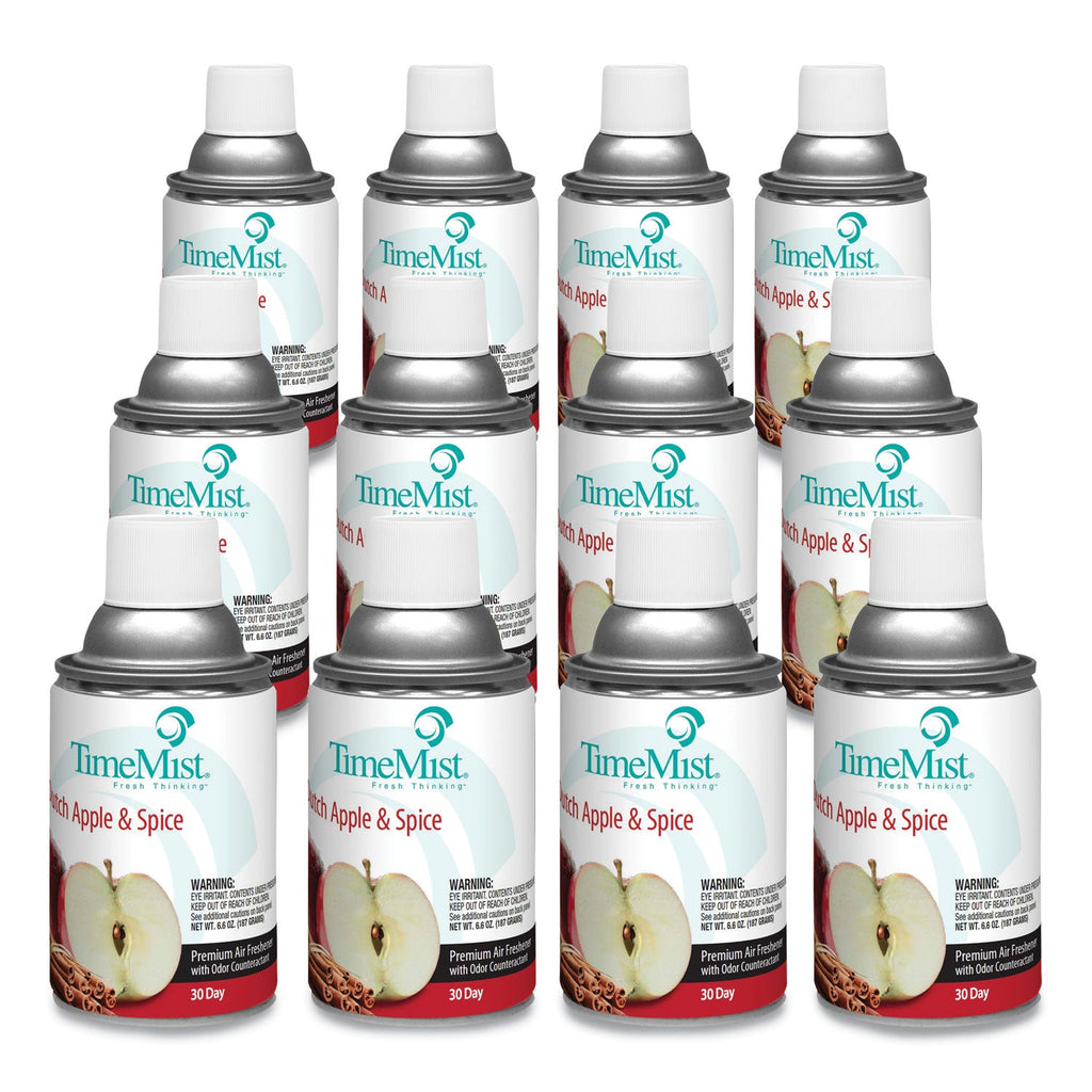 TimeMist Premium Metered Air Freshener Refill, Dutch Apple and Spice, 6.6 oz Aerosol Spray, 12/Carton