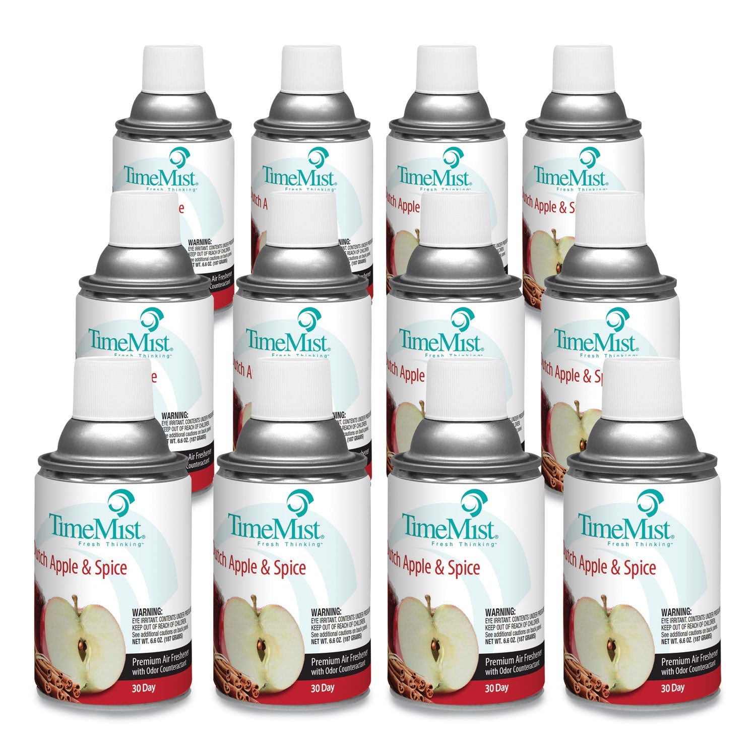 TimeMist Premium Metered Air Freshener Refill, Dutch Apple and Spice, 6.6 oz Aerosol Spray, 12/Carton
