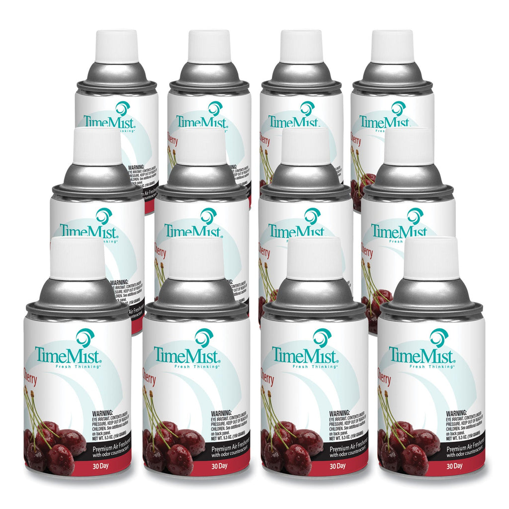 TimeMist Premium Metered Air Freshener Refill, Cherry, 6.6 oz Aerosol Spray, 12/Carton