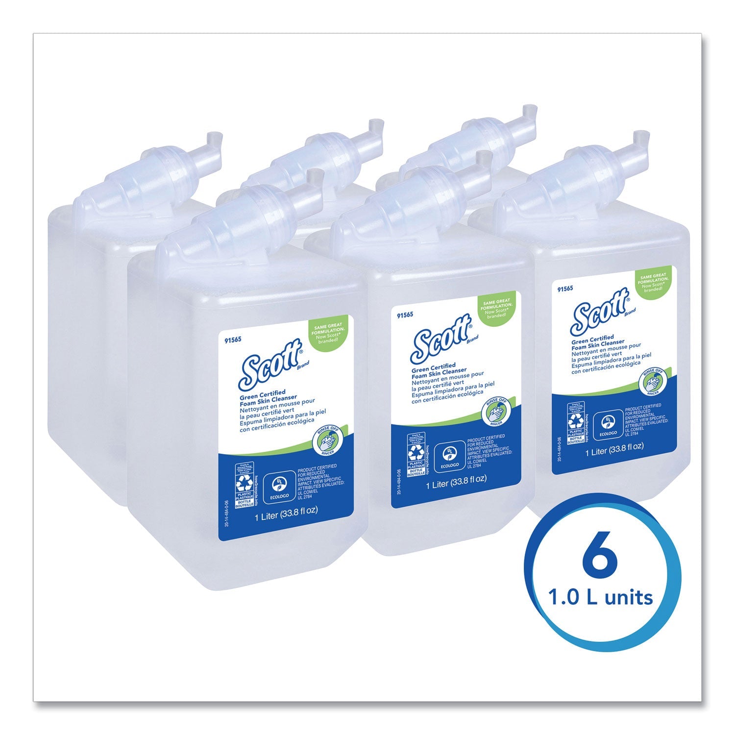 Scott Essential Green Certified Foam Skin Cleanser, Neutral, 1,000 mL Bottle, 6/Carton