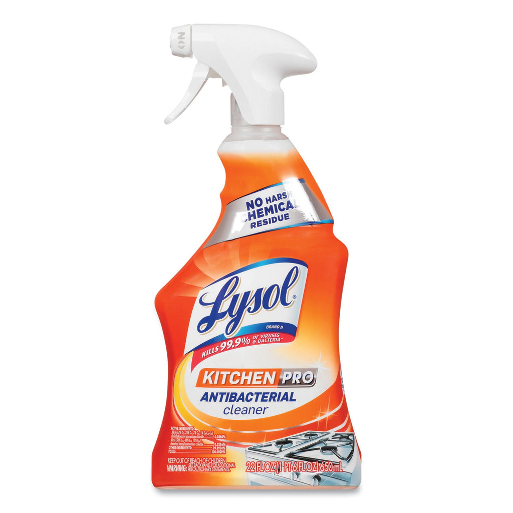 LYSOL Kitchen Pro Antibacterial Cleaner, Citrus Scent, 22 oz Spray Bottle, 9/Carton