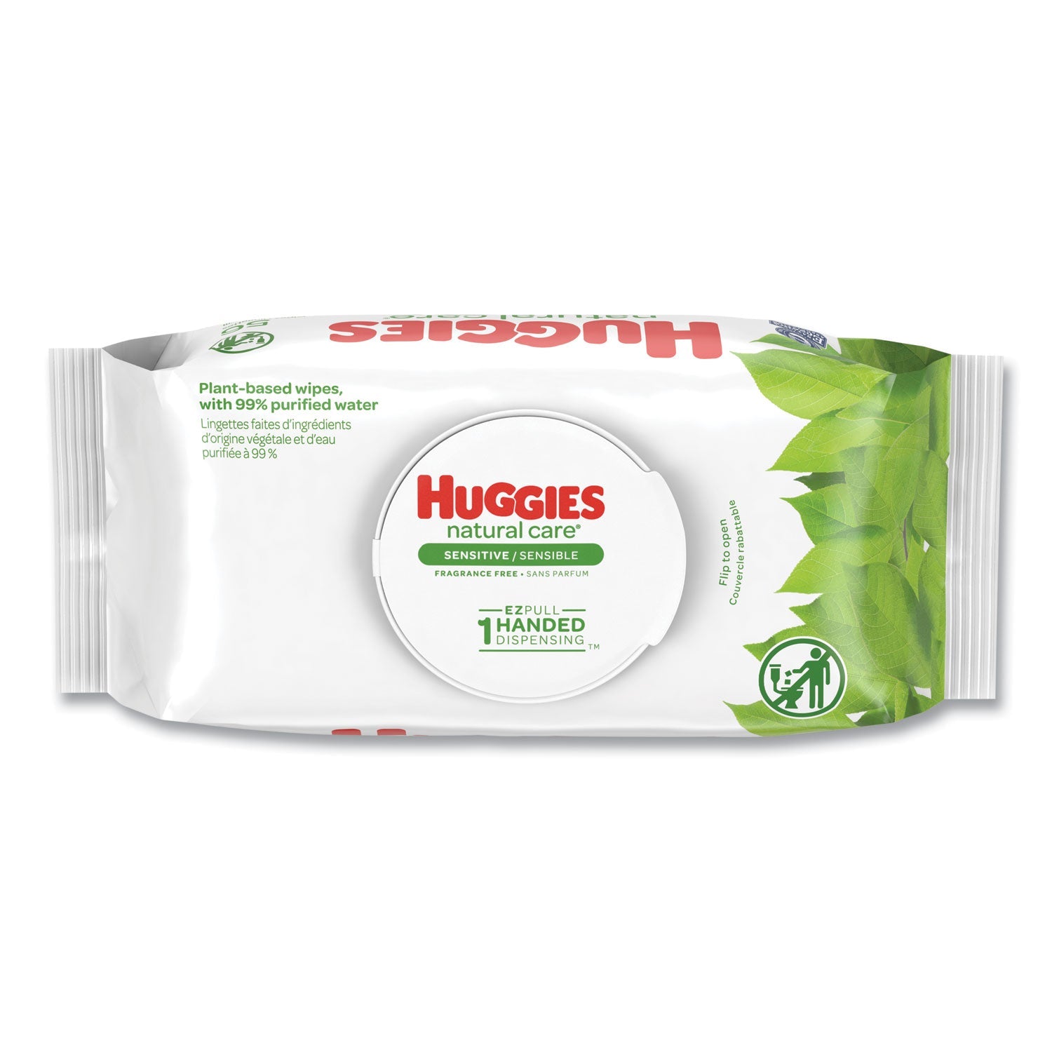 Huggies Natural Care Sensitive Baby Wipes, 3.88 x 6.6, Unscented, White, 56/Pack, 8 Packs/Carton
