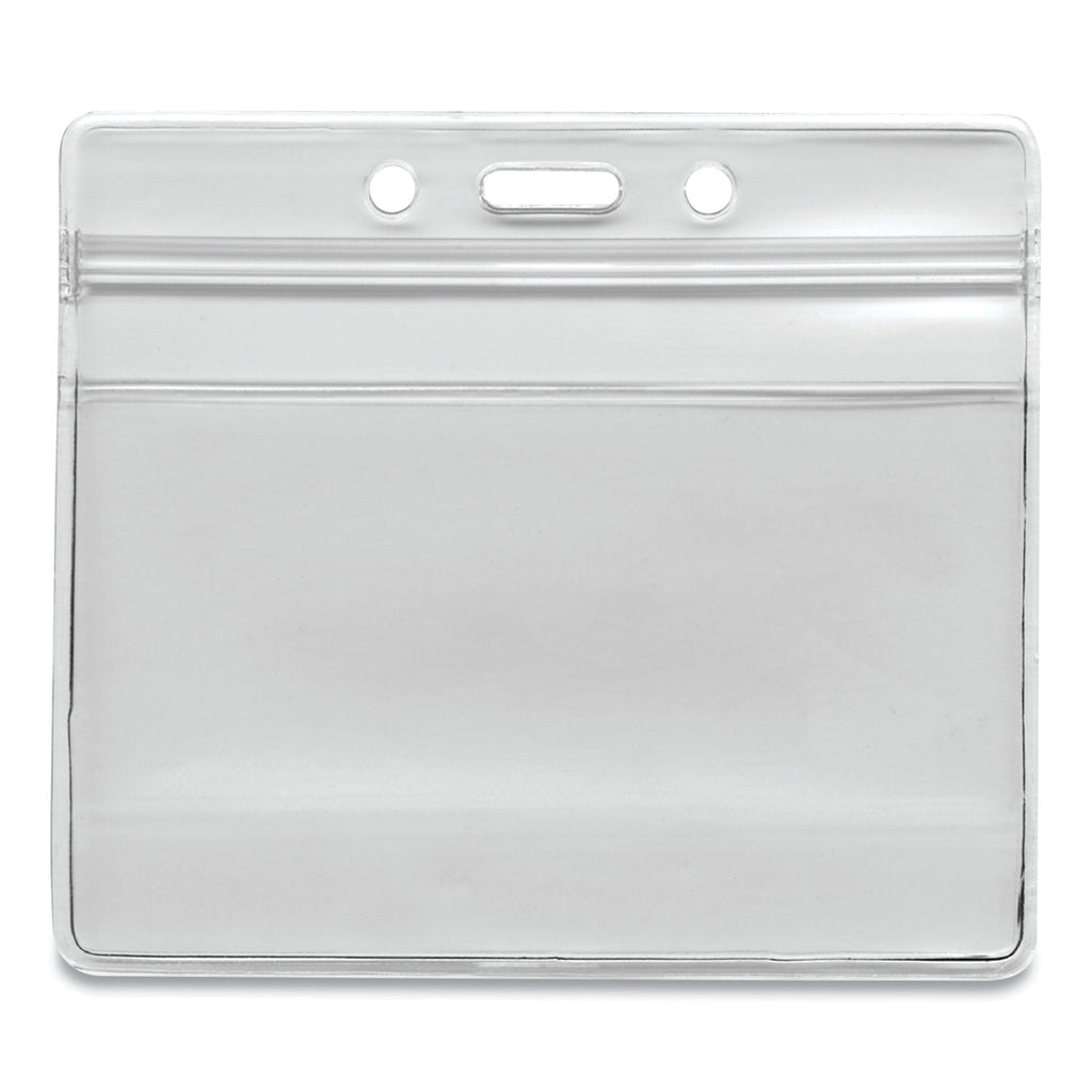 Advantus Resealable ID Badge Holders, Horizontal, Frosted 4.13" x 3.75" Holder, 3.75" x 2.62" Insert, 50/Pack