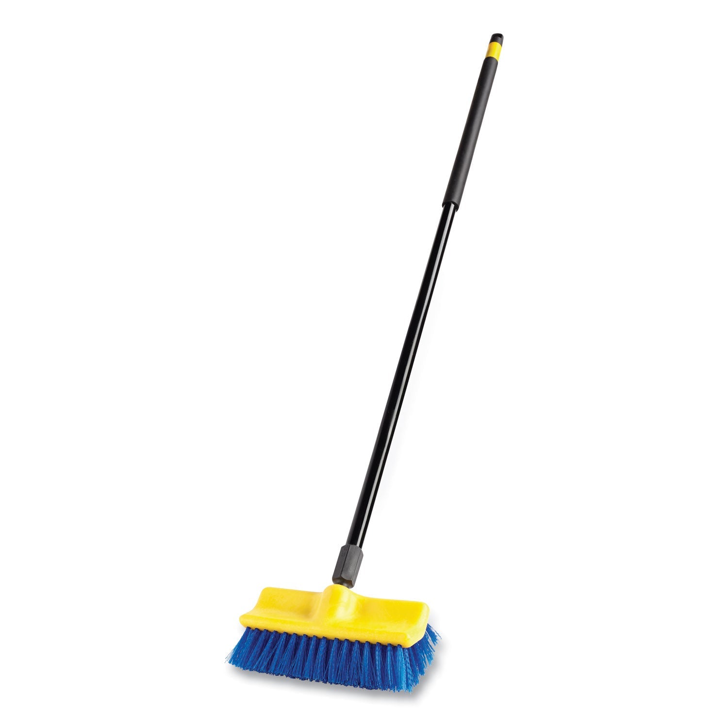 Rubbermaid Bi-Level Deck Scrub Brush, Blue Polypropylene Bristles, 10" Brush, 10" Plastic Block, Threaded Hole