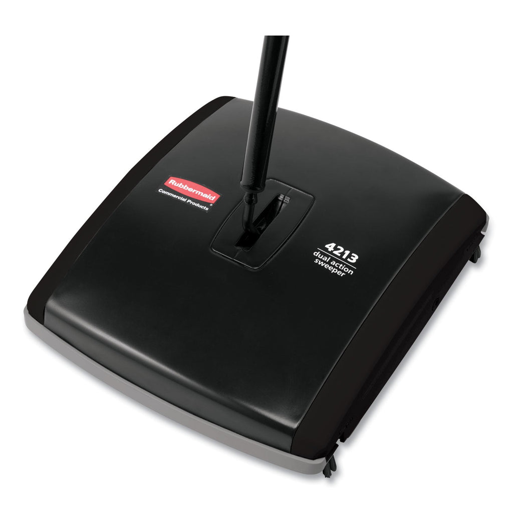 Rubbermaid Dual Action Sweeper, 44" Steel/Plastic Handle, Black/Yellow